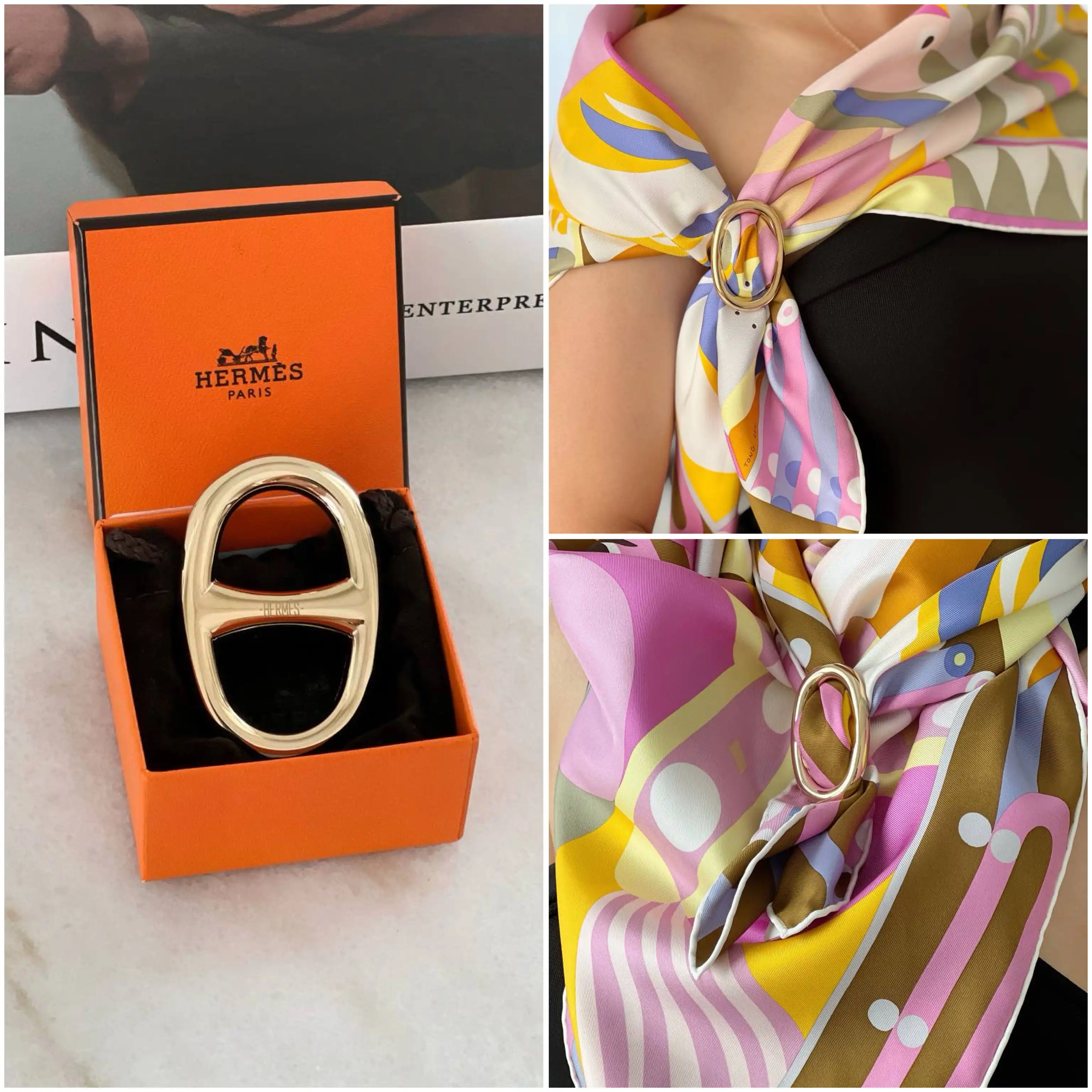 Hermes Hermes Chaine dAncre Scarf Ring GHW