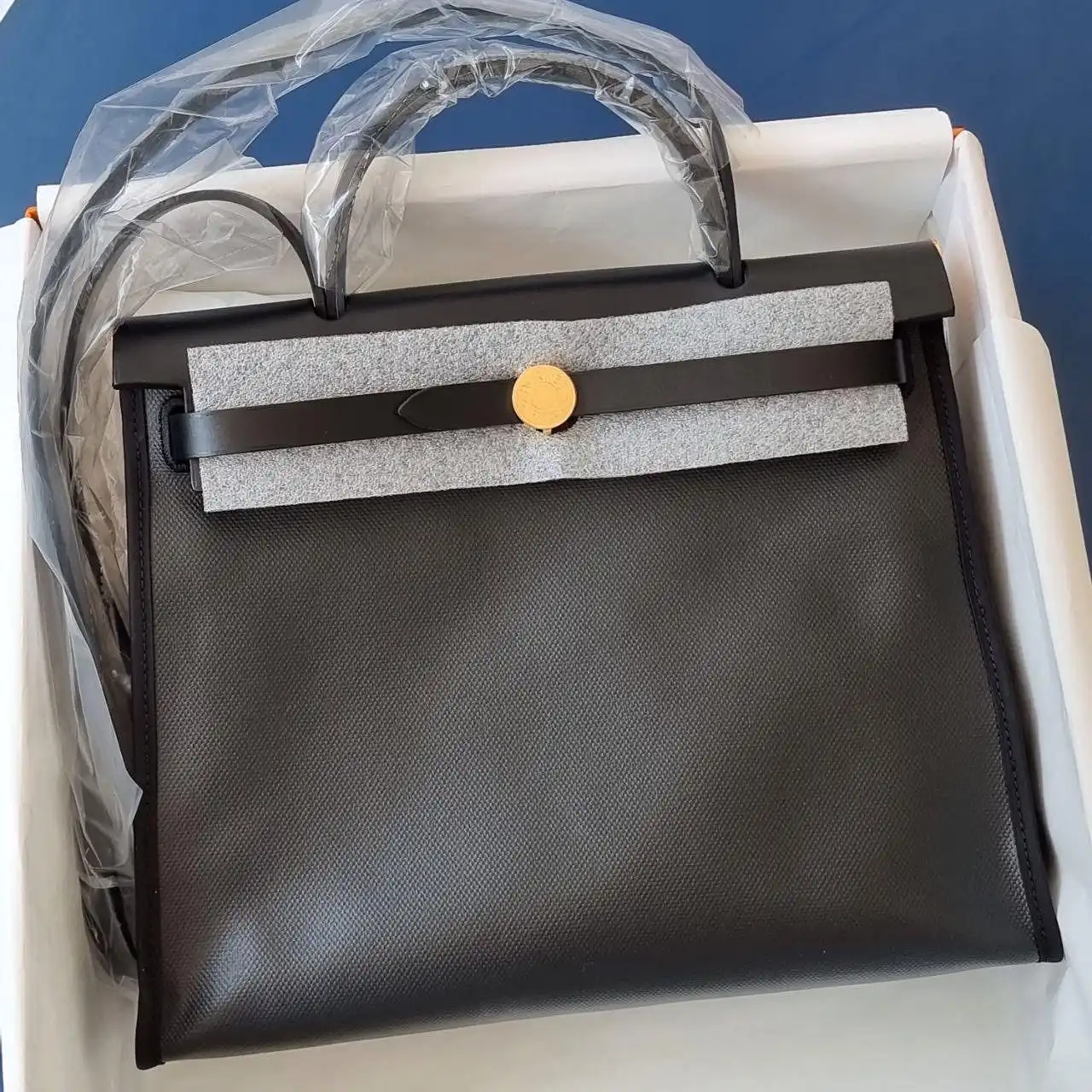 Hermes Herbag HB31 Black Coated Canvas GHW - photo 1