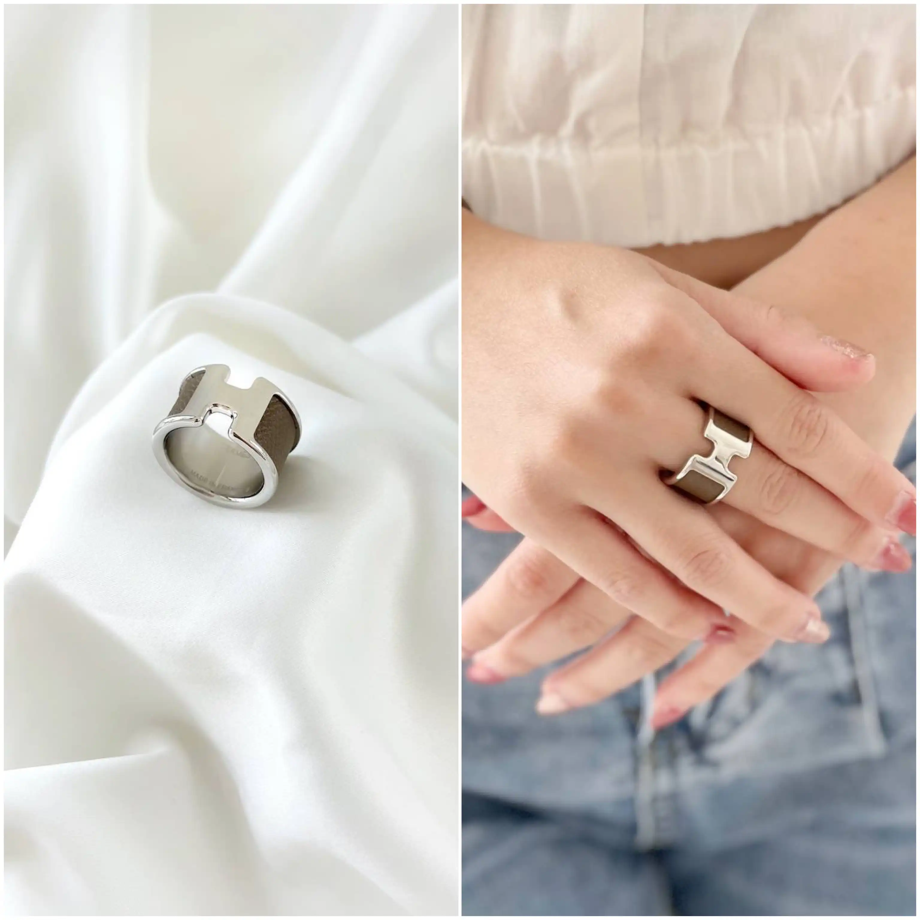 Hermes Hermes Olympe ring large model Etoupe PHW