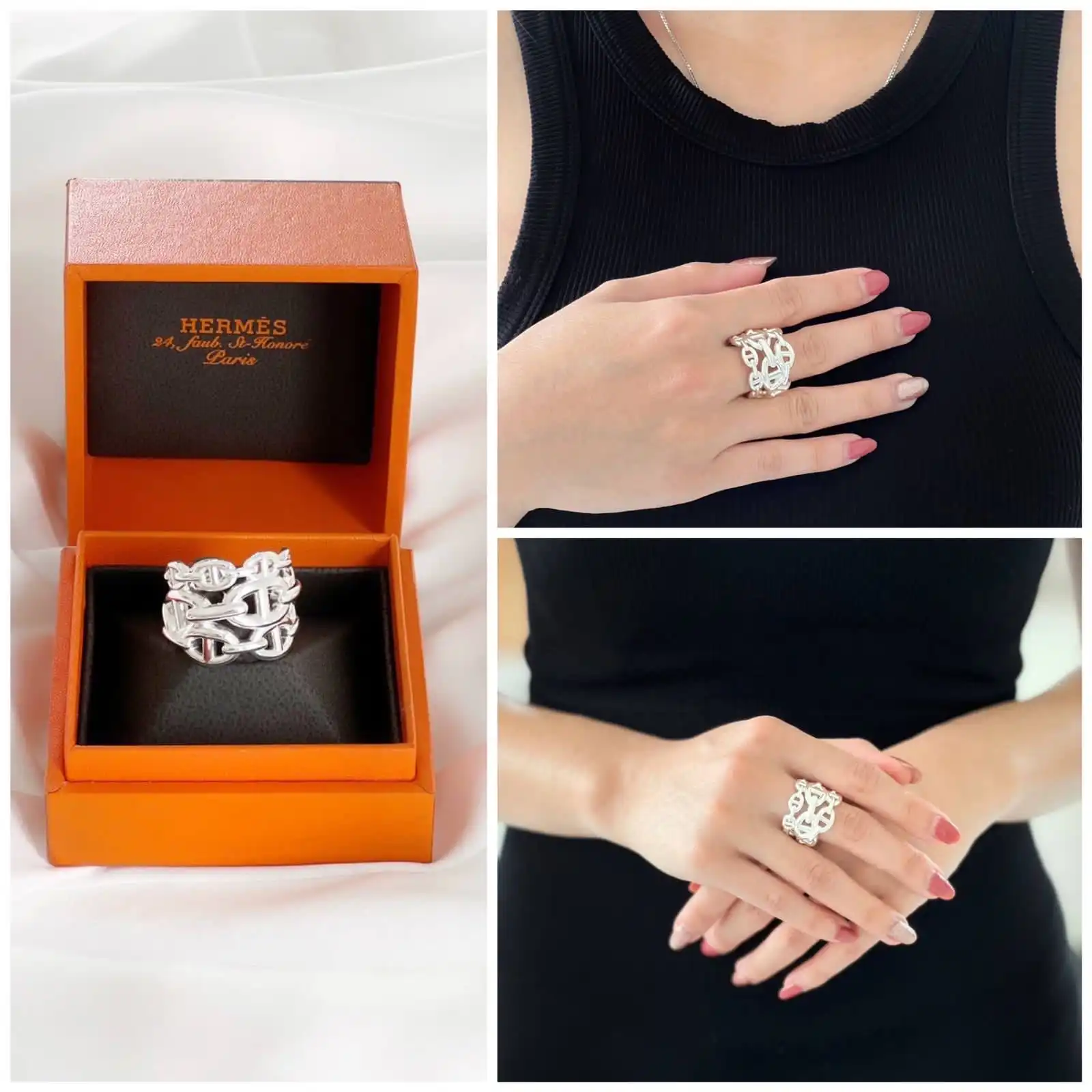 Hermes Hermes Chain De Ancre Enchainee ring large model GM