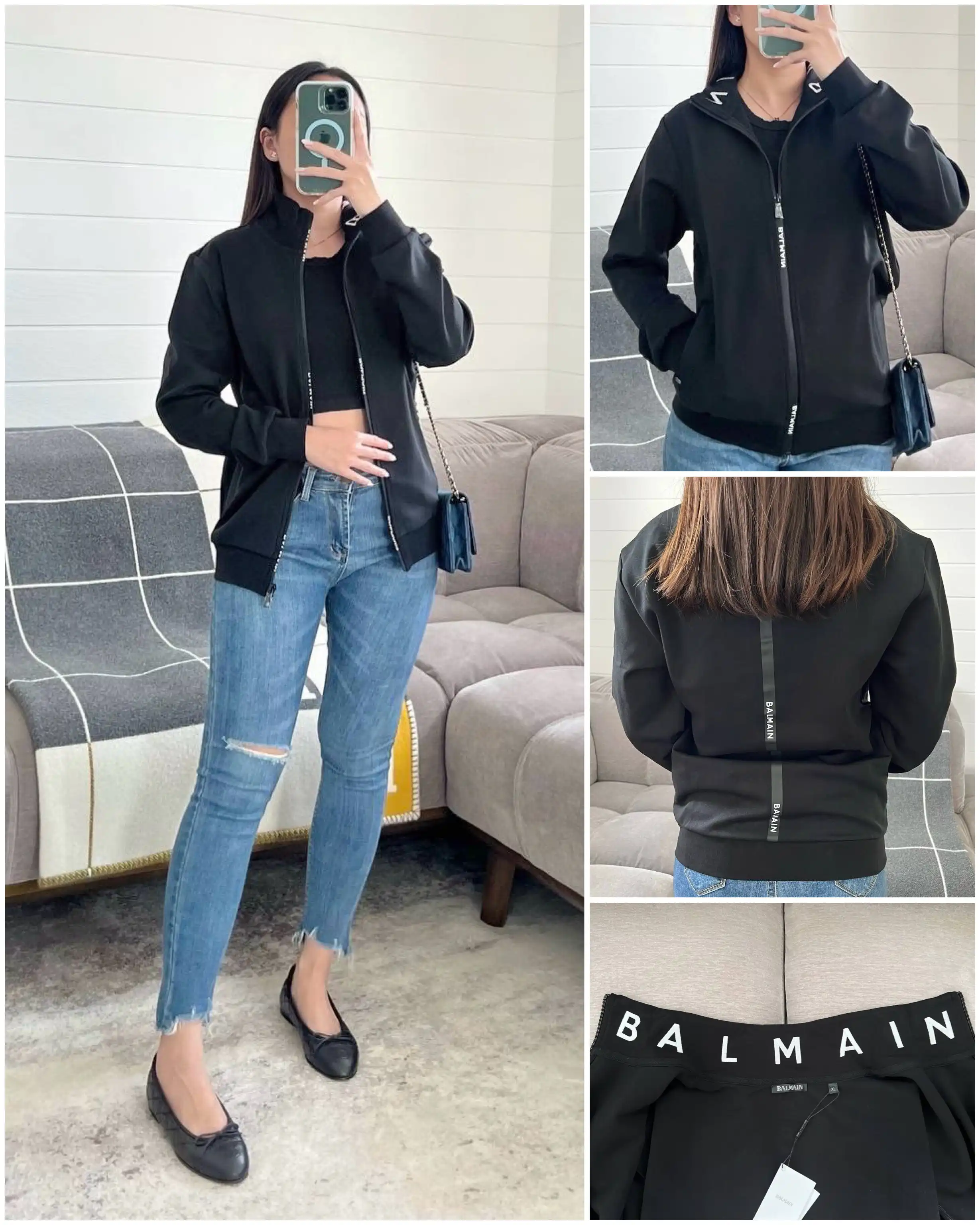 Balmain Balmain Jacket Black Logo Collar