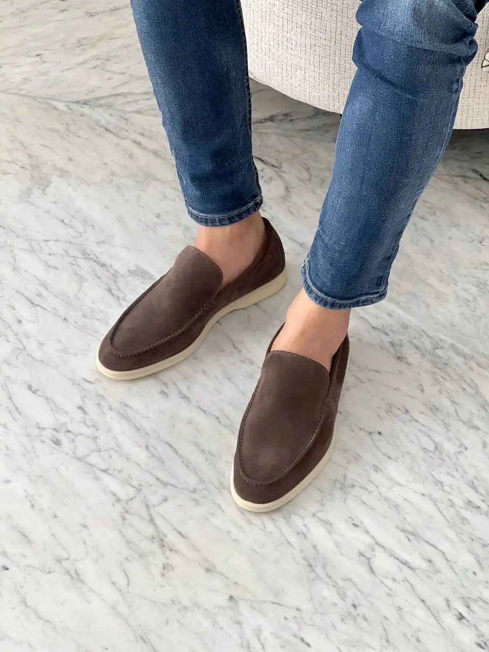 Loro Piana Loro Piana Summer Walk Loafers Suede Classic Warm Grey Men