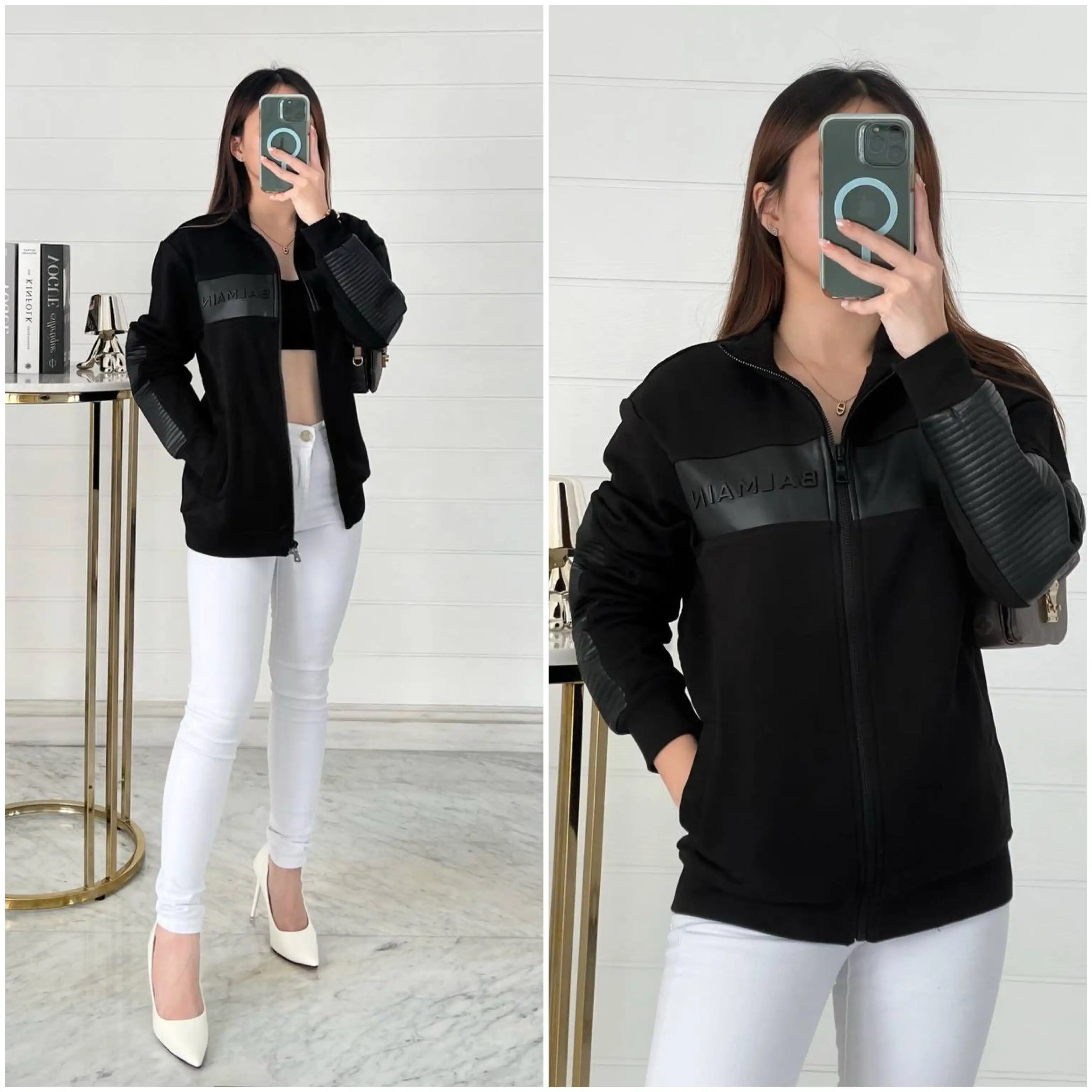 Balmain Balmain Jacket Black Mid Leather Logo
