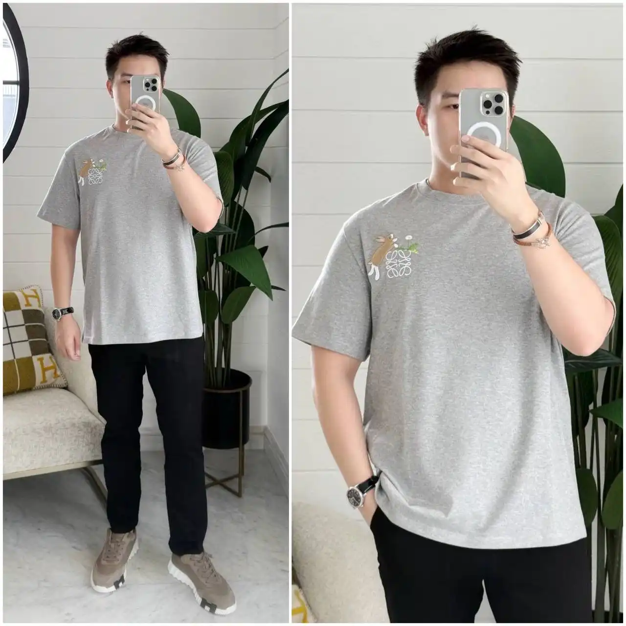 Loewe Relaxed Fit T-shirt in Cotton Grey Melange