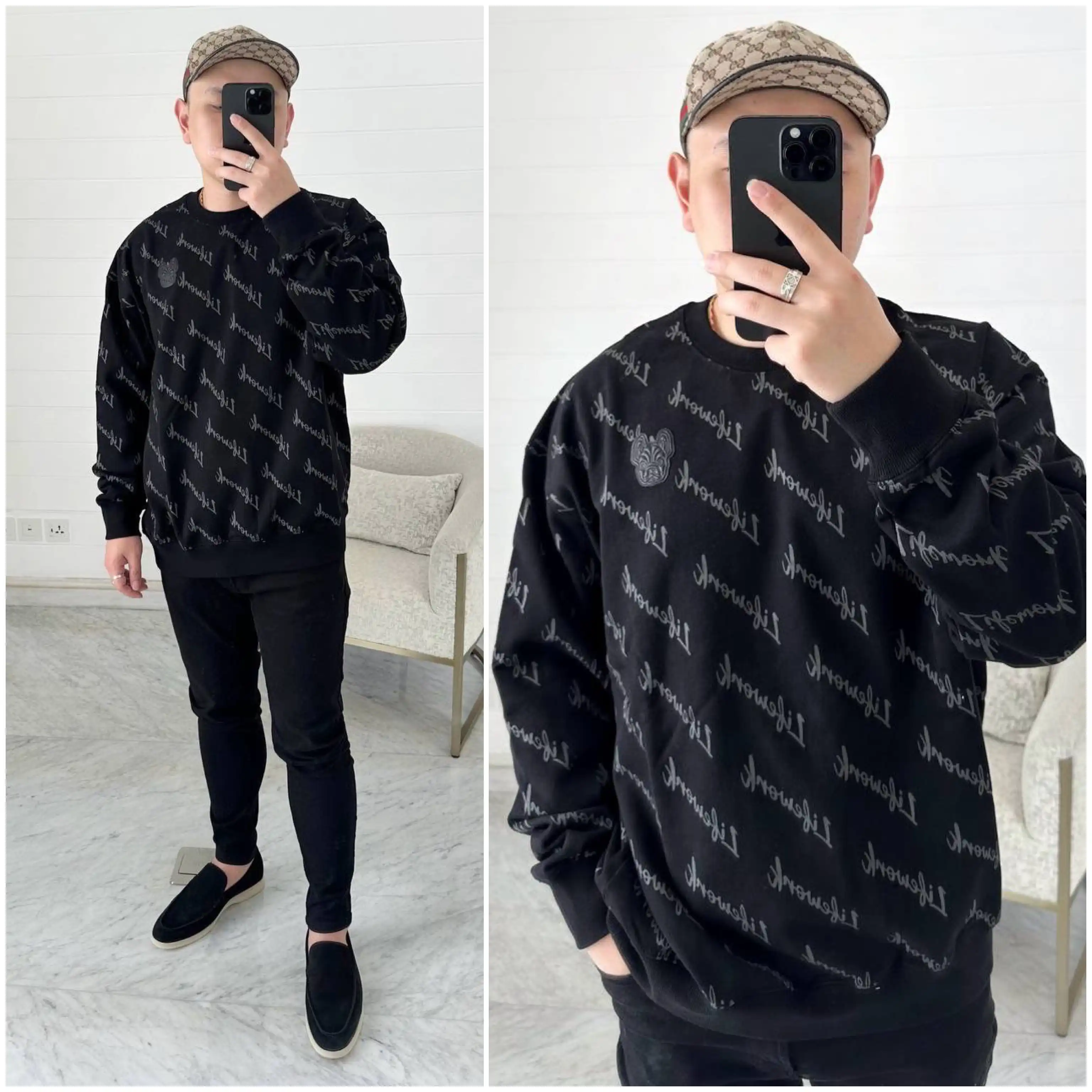 Lifework Lifework Sweatshirt Black Mono Logo Text White