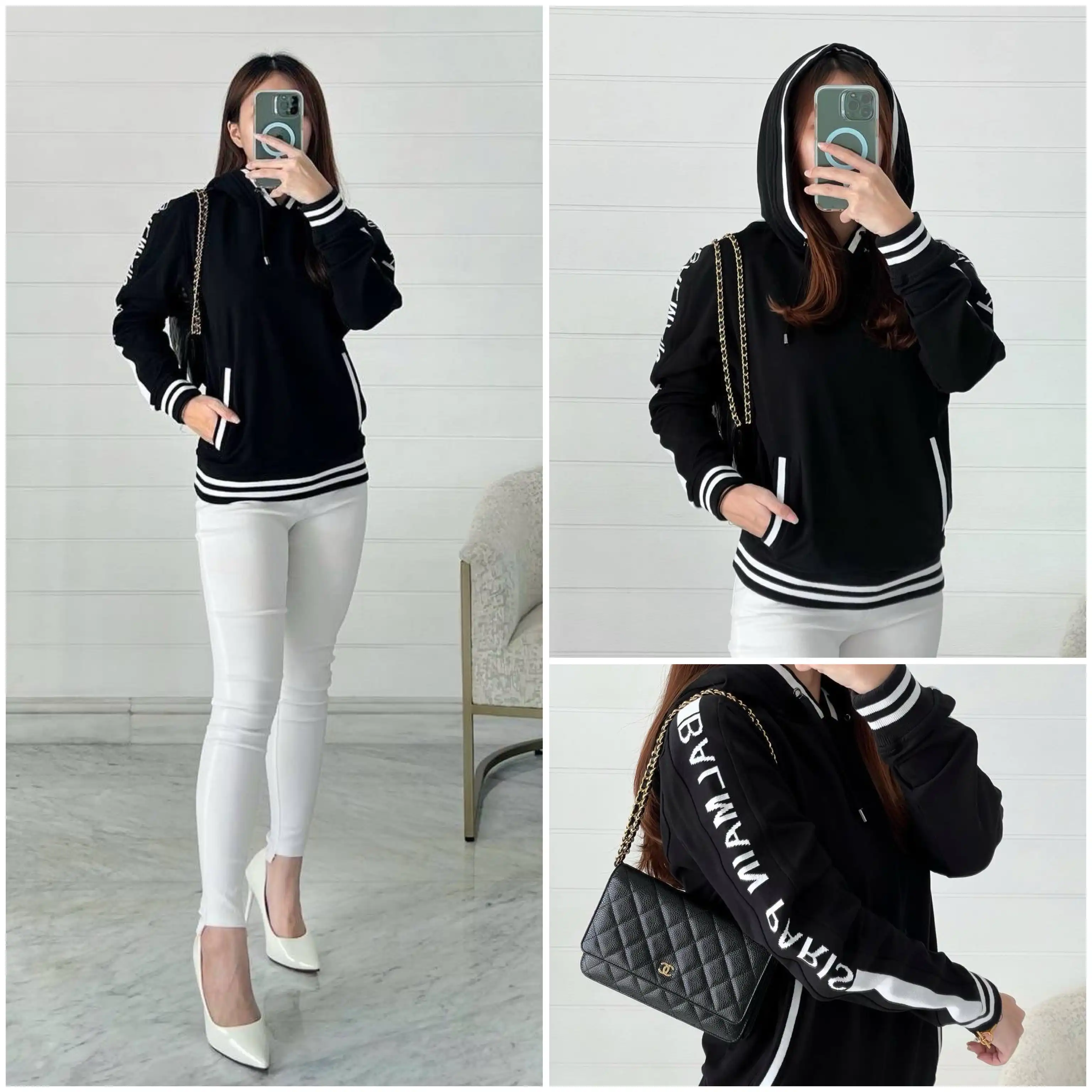 Balmain Balmain Hoodie Black List White