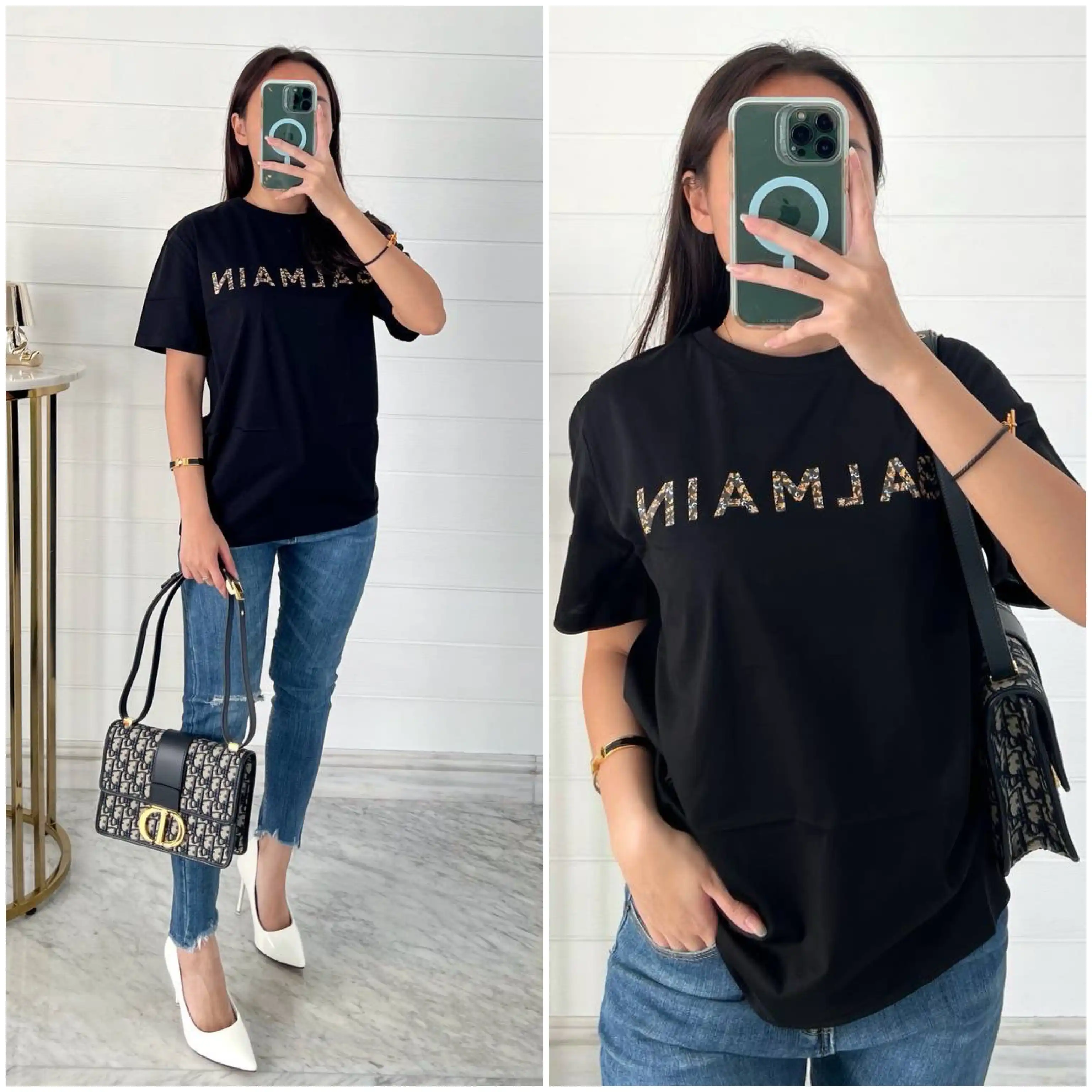 Balmain Balmain Tshirt Black Logo Vintage Pattern