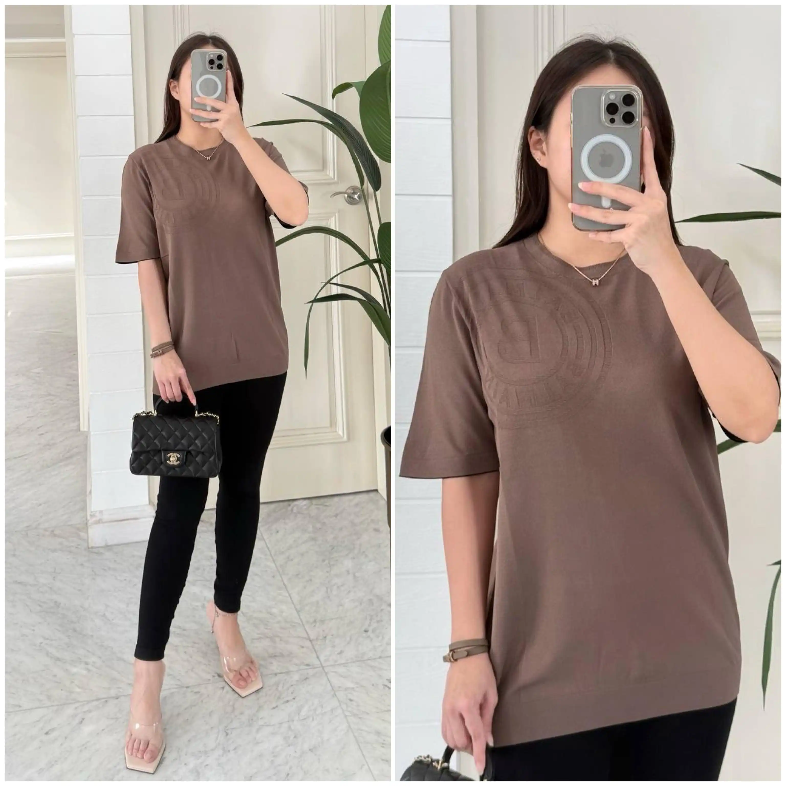 Balmain Tshirt Brown Logo Circle Left - photo 2