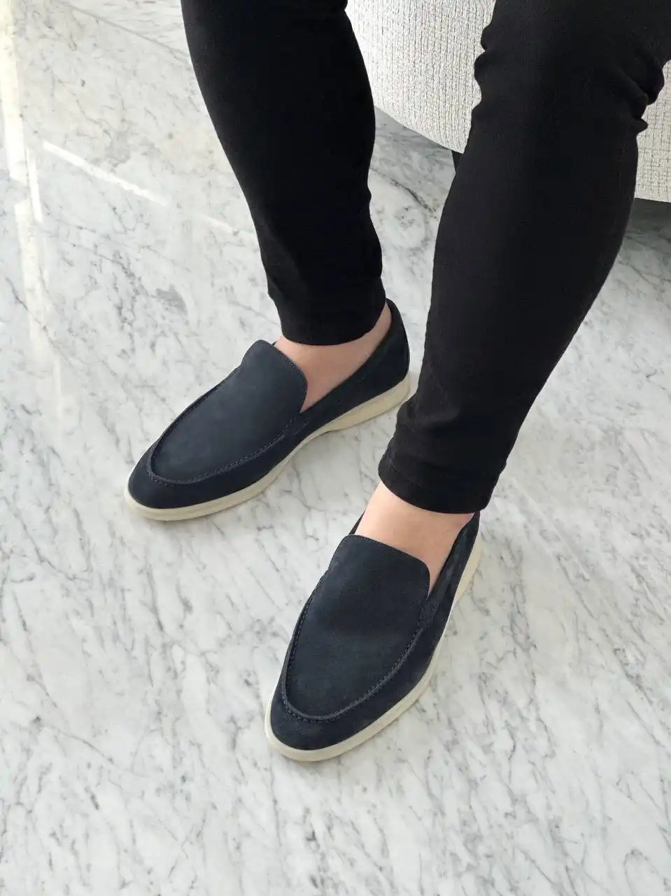 Loro Piana Summer Walk Loafers Suede Classic Blue Men - photo 2