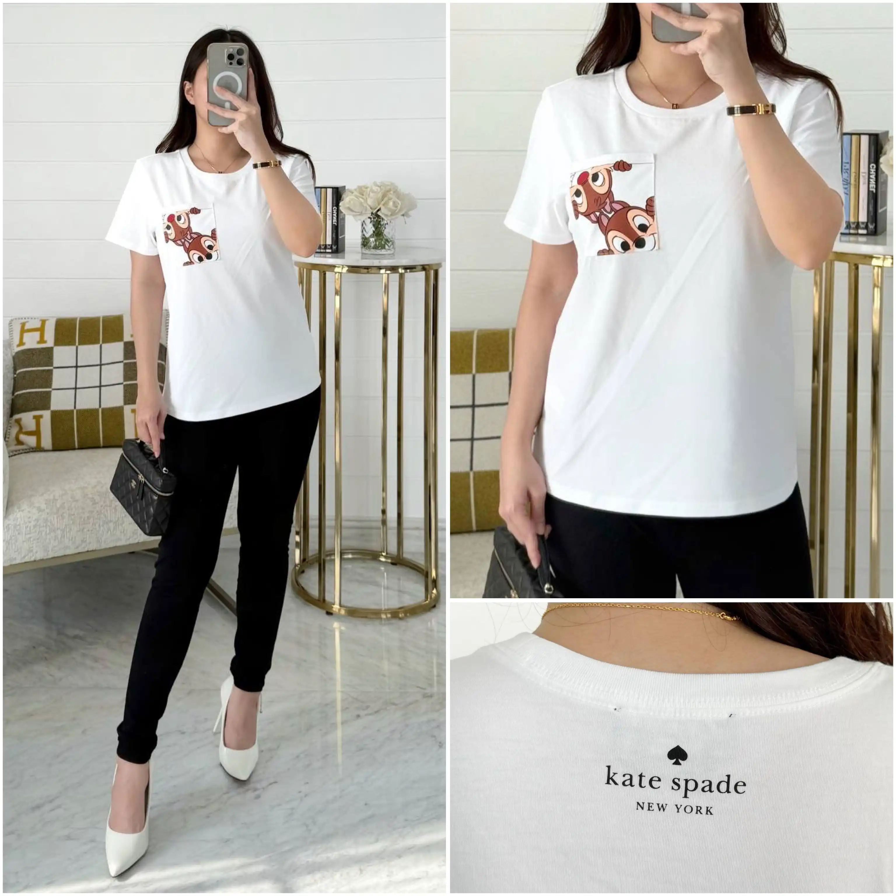 Kate Spade Kate Spade Chip And Dale Pocket Tee White