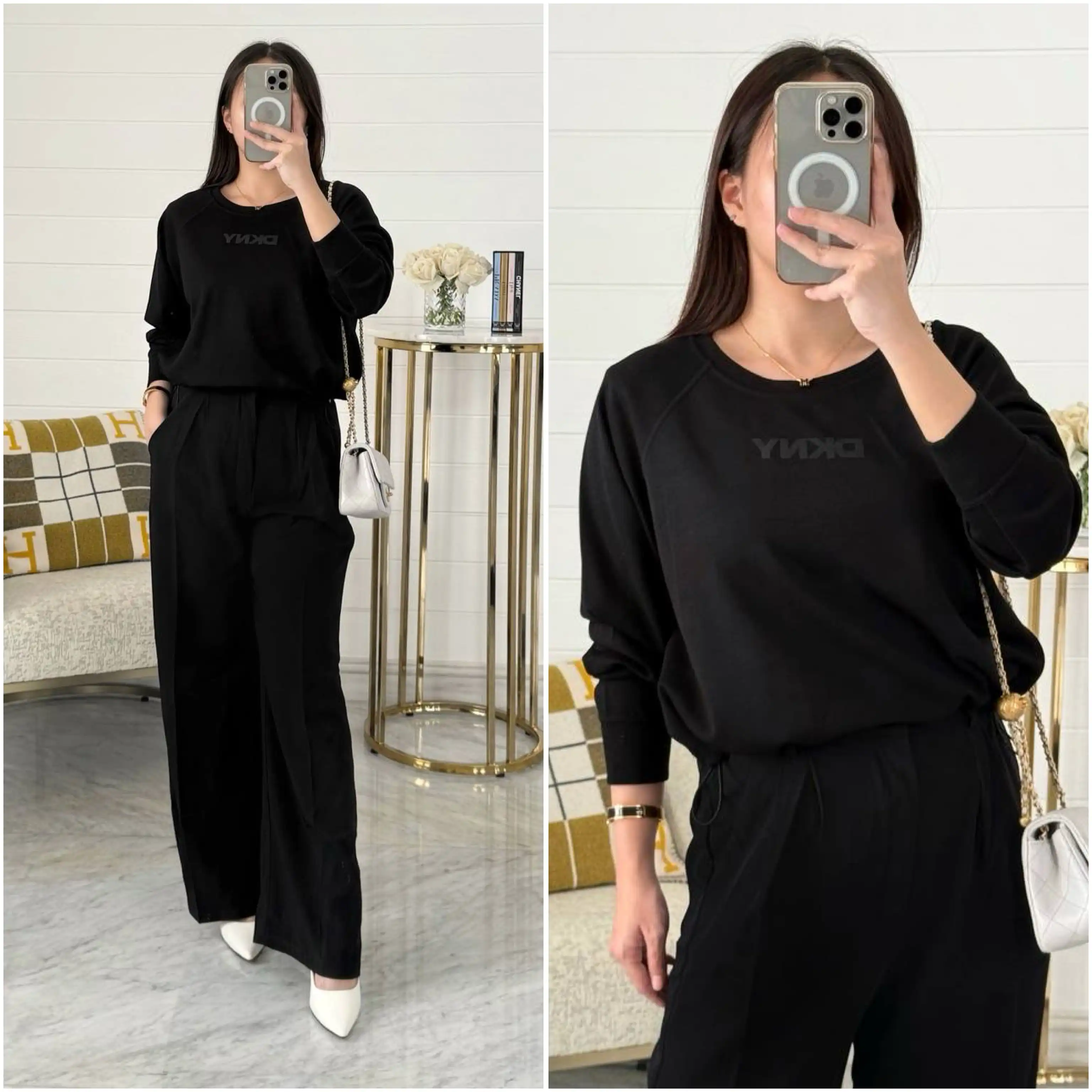 DKNY DKNY Cropped Drawstring Sweatshirt Black