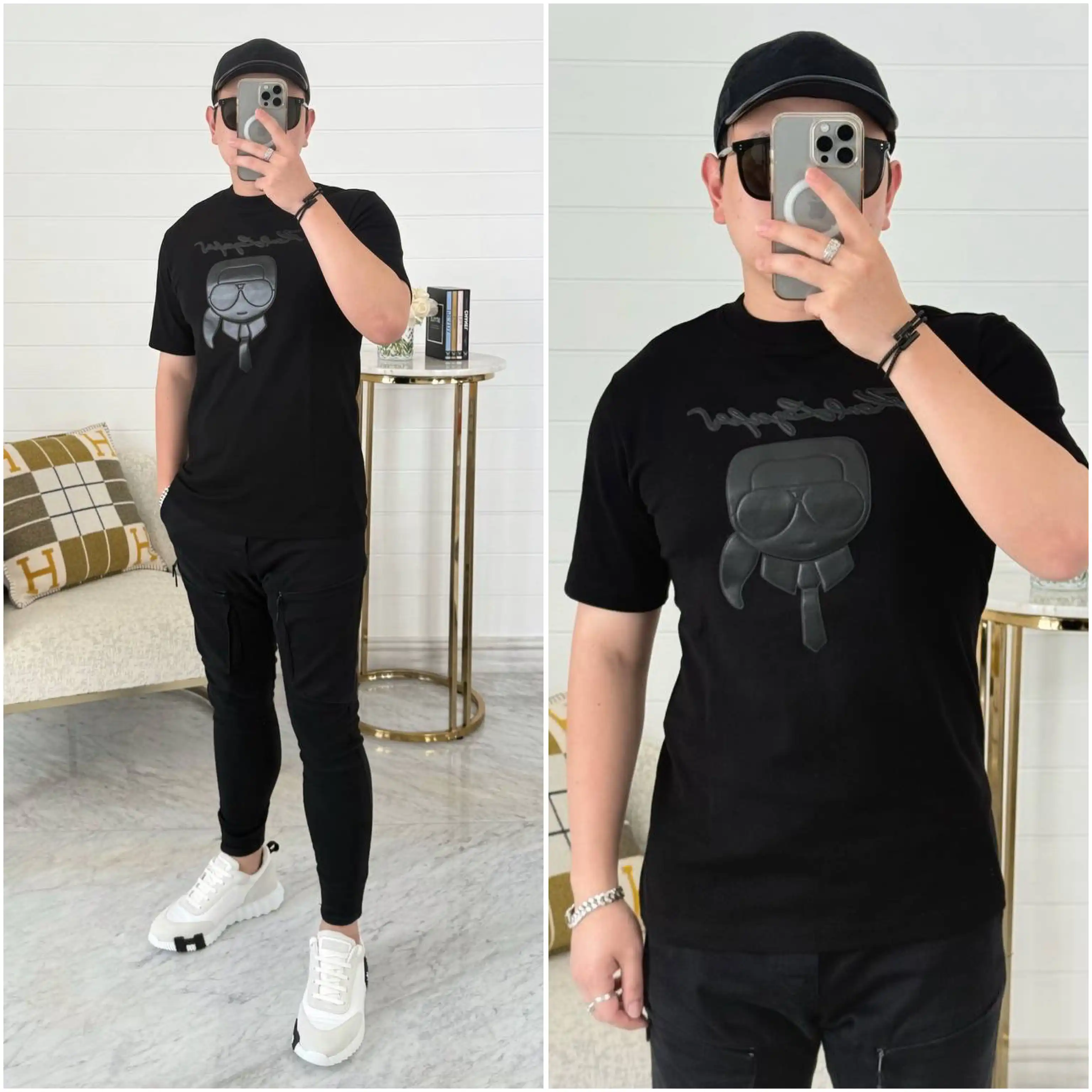 Karl Lagerfeld Karl Lagerfeld Rubberized Karl Head Tee Black