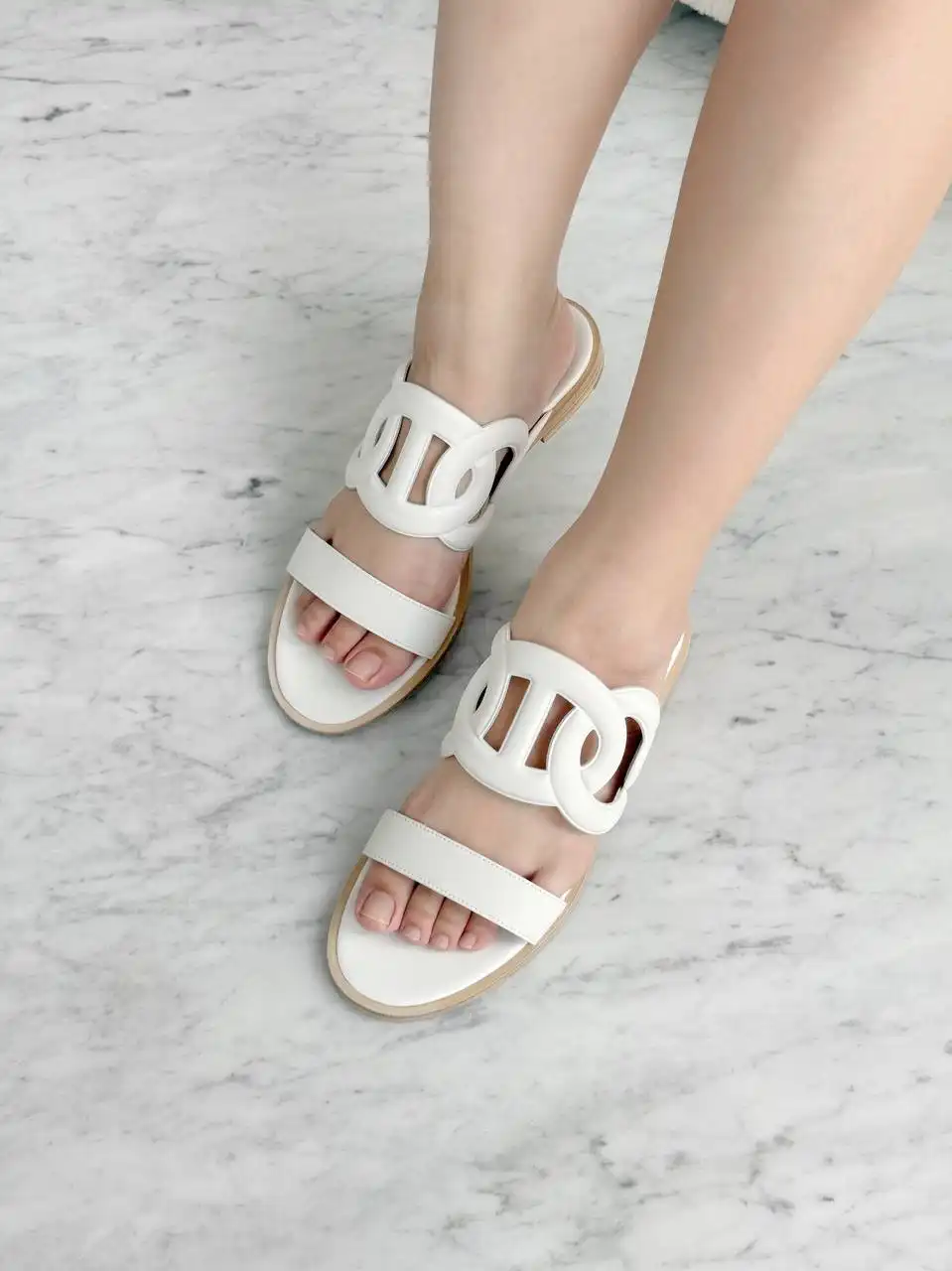 Hermes Hermes Lagune Sandal Leather Blanc White