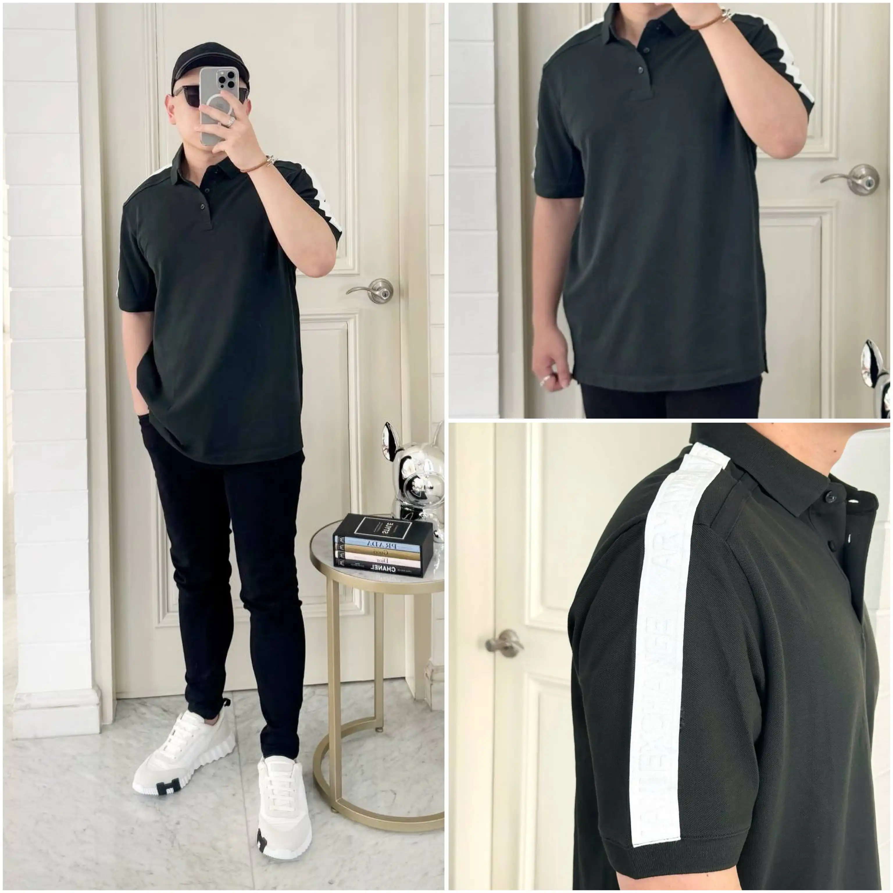 Armani Exchange AX Regular Fit Piquet Polo with Shoulder Bands - photo 1