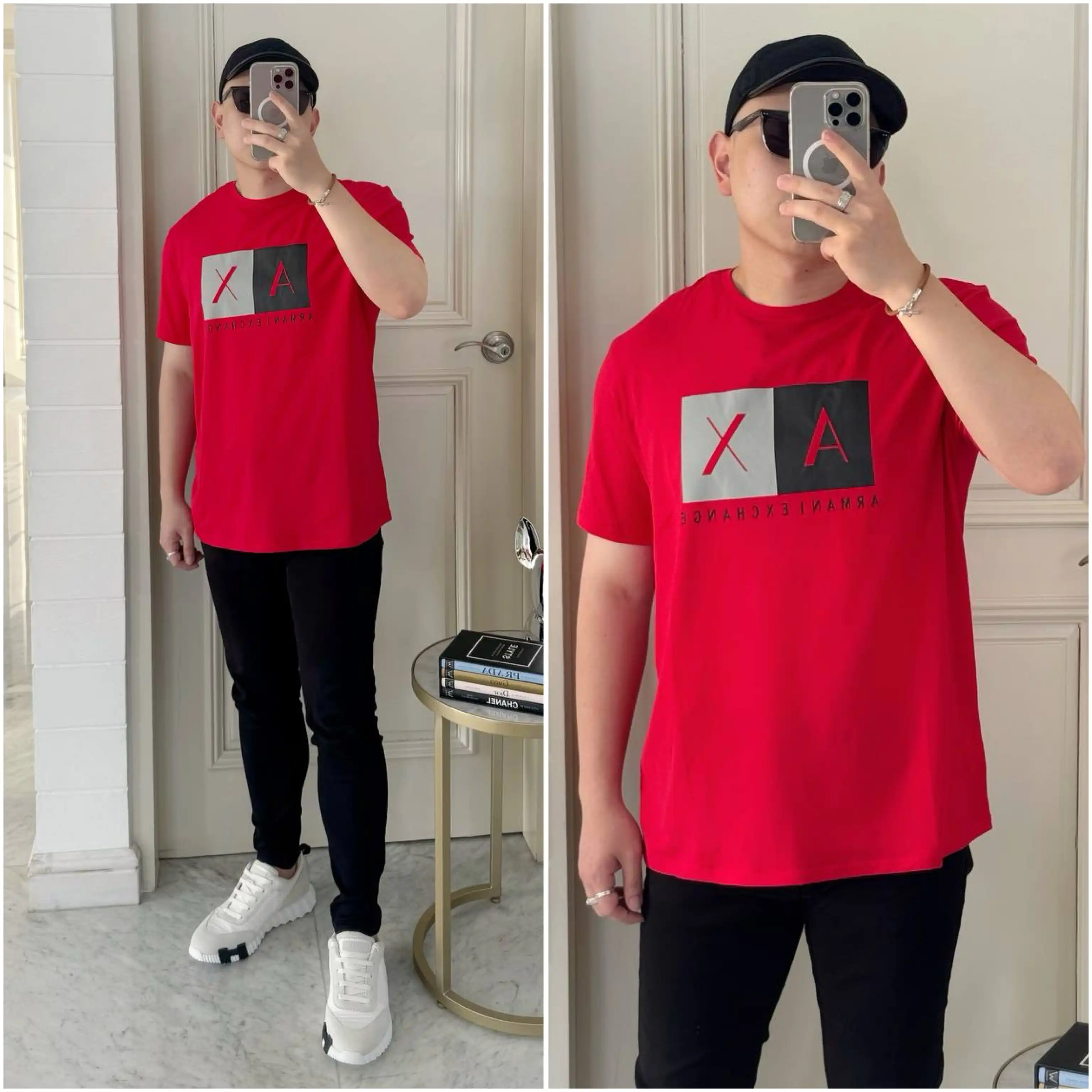 Armani Exchange Armani Exchange AX Tshirt Logo Block Red
