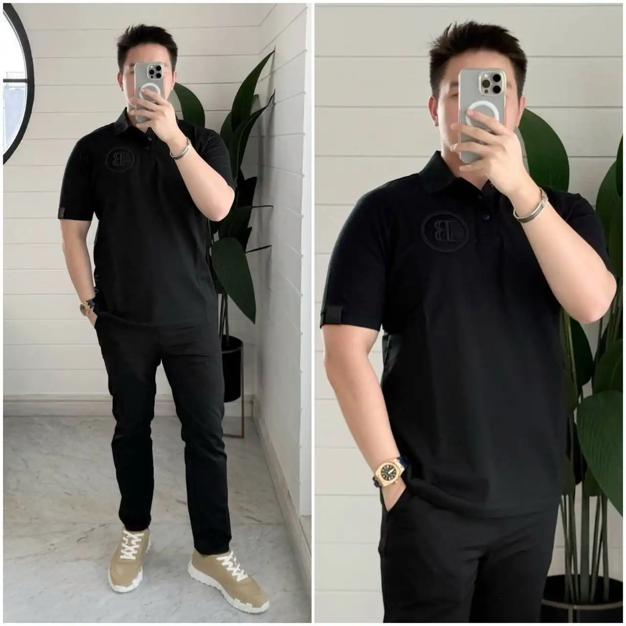 Balmain Polo Black Big Logo Circle Left - photo 3