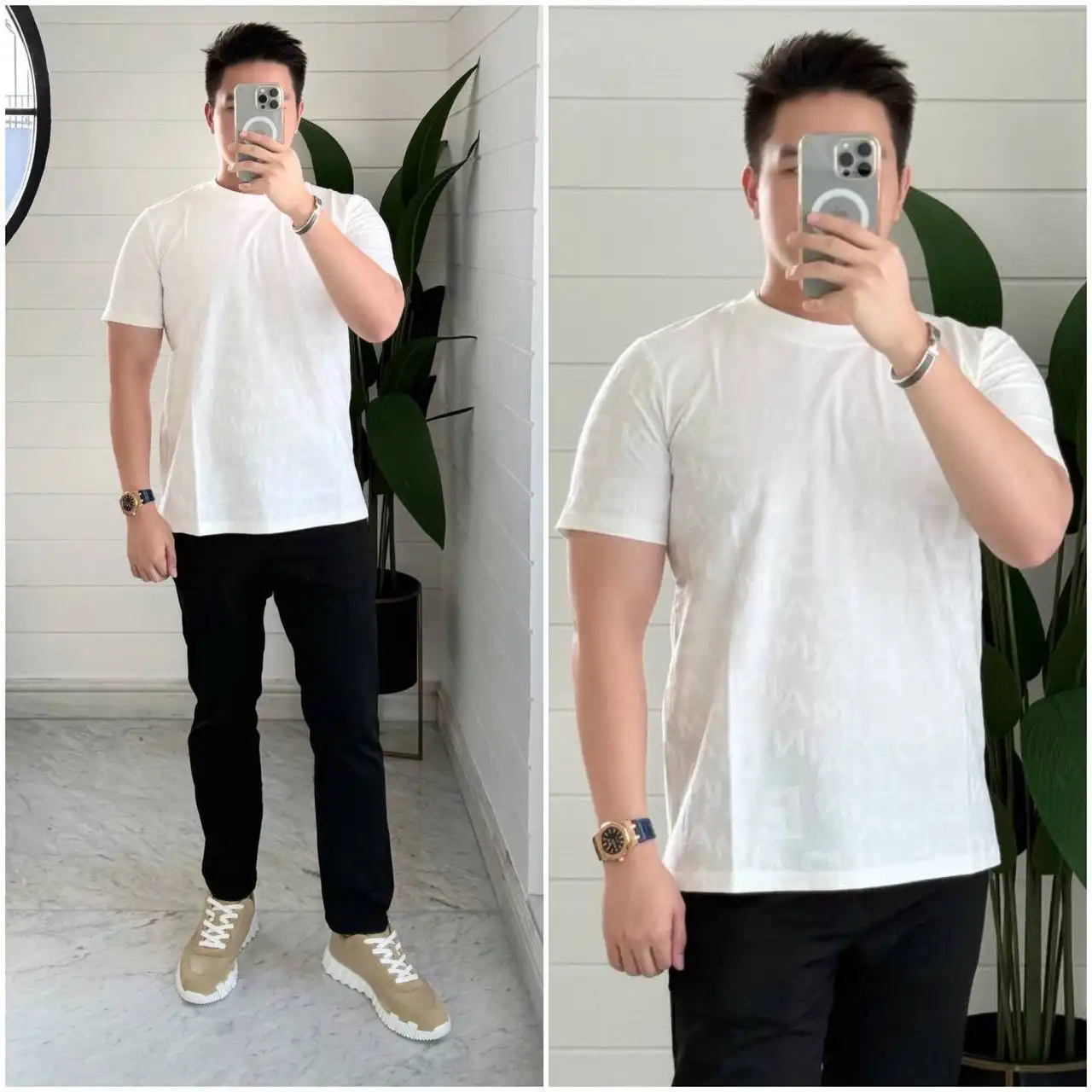 Balmain Tshirt White Monogram Tilt Text - photo 3