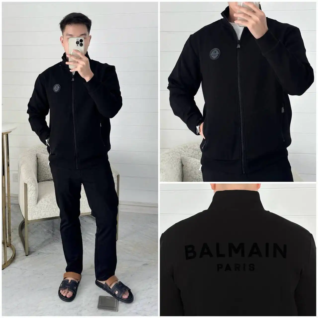 Balmain Jacket Black Logo Round Left - photo 3