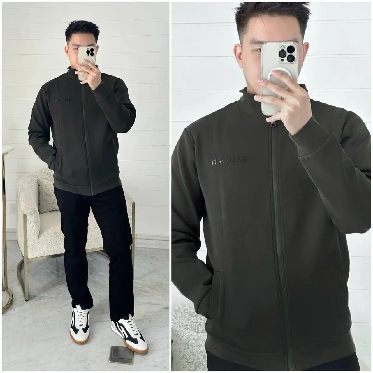 Balmain Jacket Khaki Small Logo - photo 3