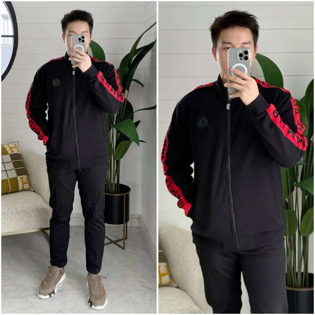 Balmain Jacket Black Logo Side Red - photo 3