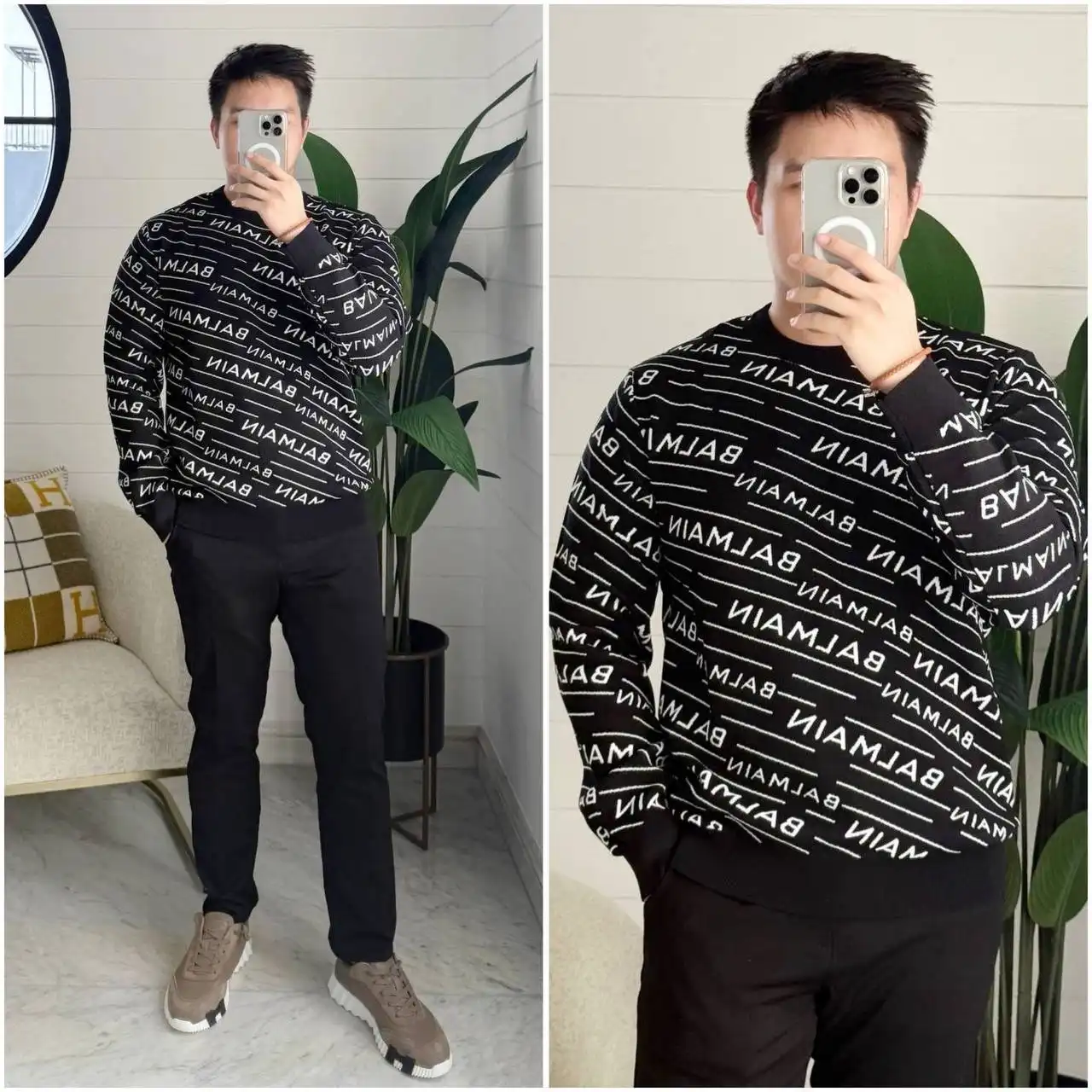 Balmain Sweatshirt All Over Logo Black - photo 3