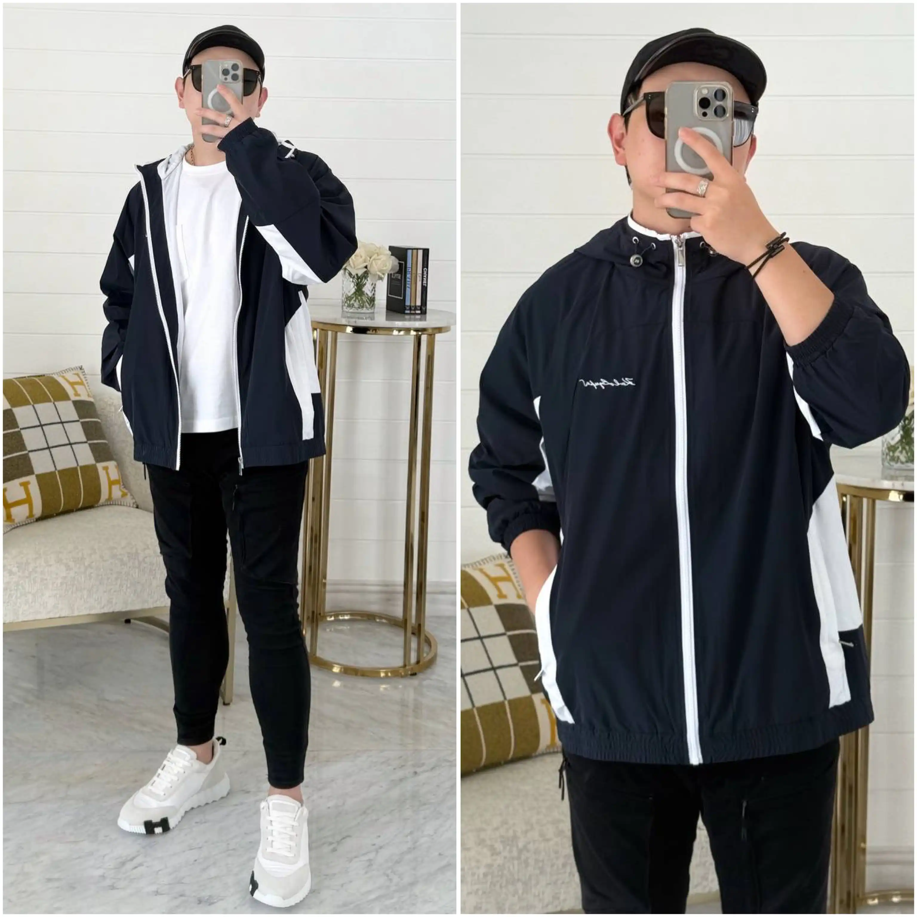 Karl Lagerfeld Karl Lagerfeld Colorblock Track Jacket Navy / White