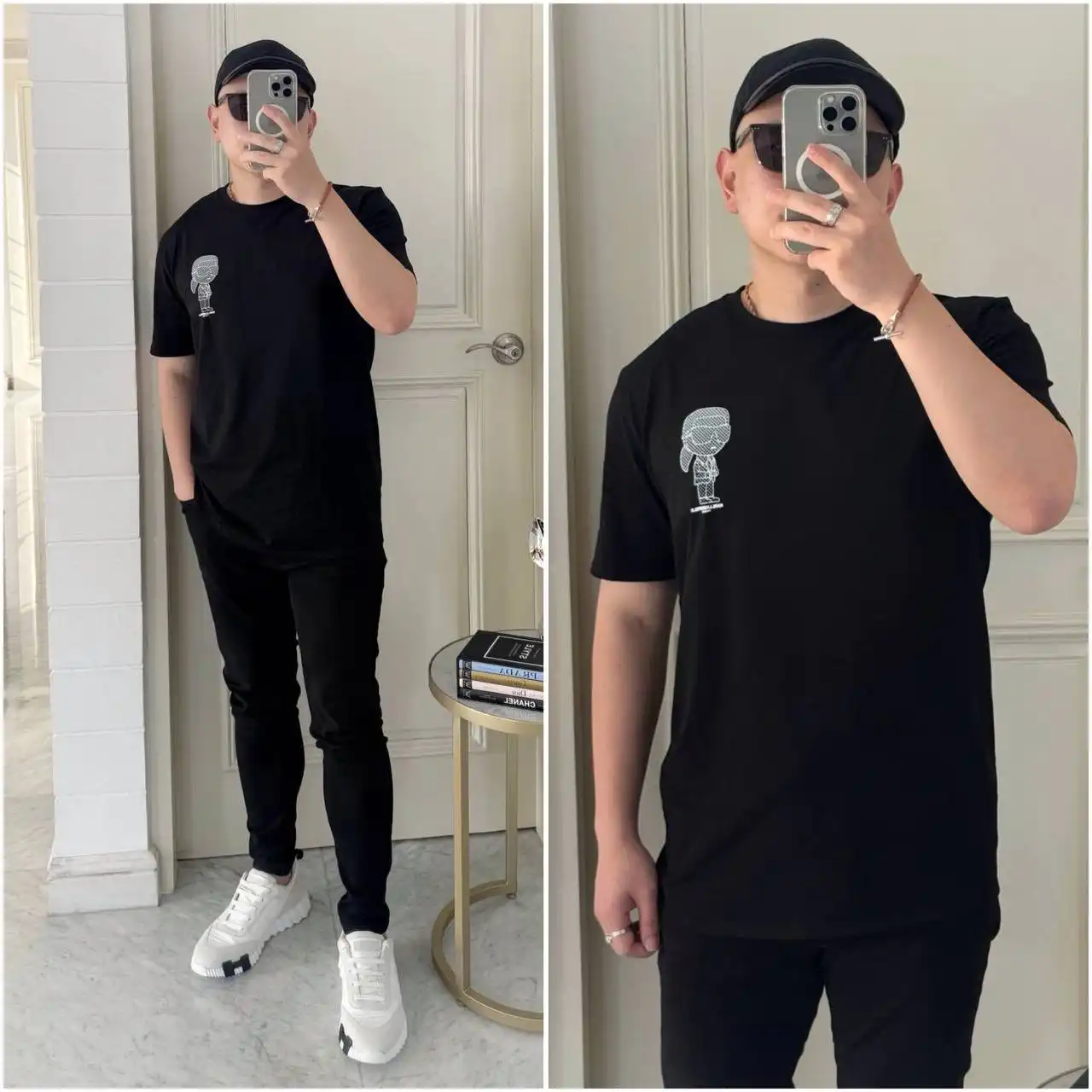 Karl Lagerfeld Karl Lagerfeld Pixelated Karl Logo Tshirt Black