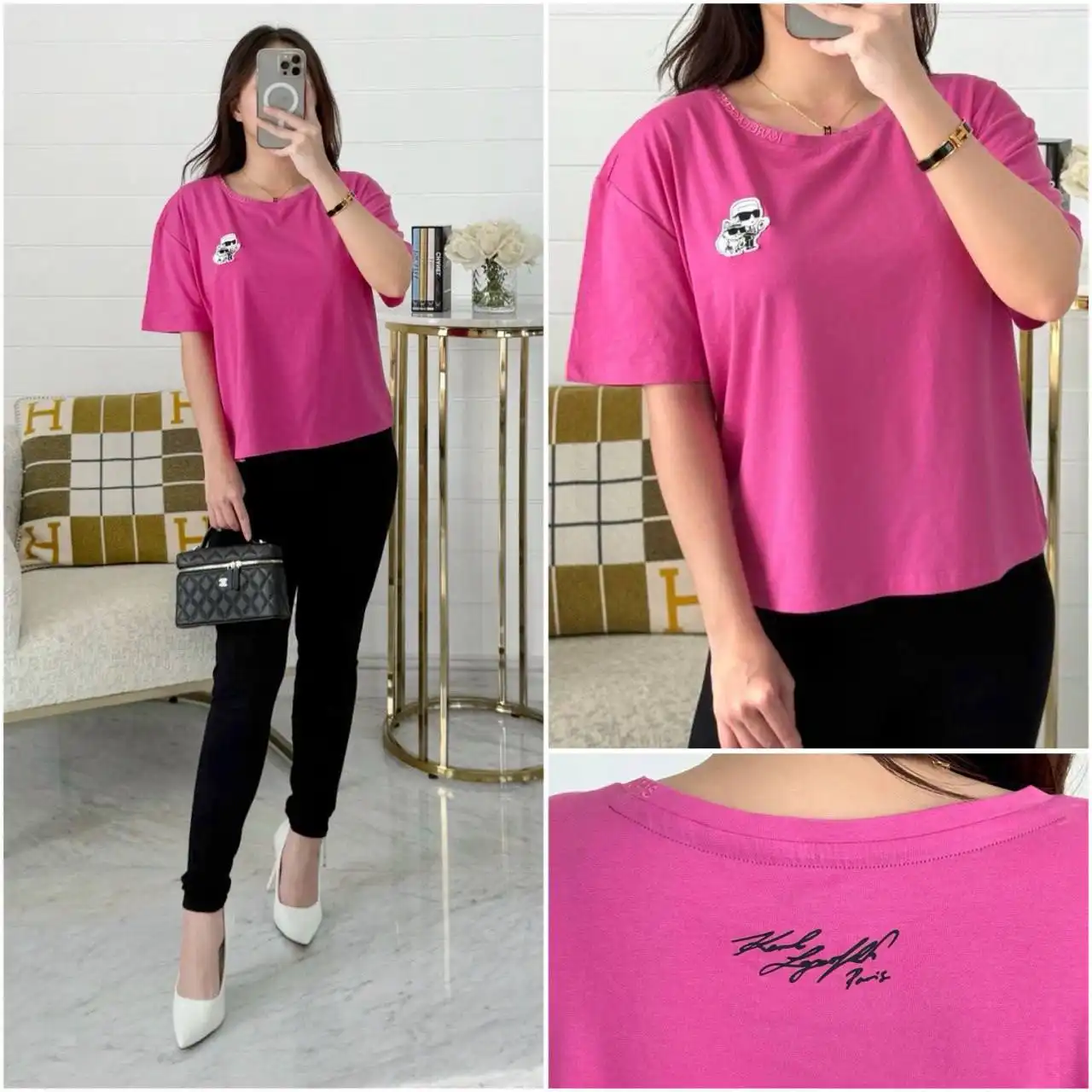 Karl Lagerfeld Karl Lagerfeld Duo Patch Tee Pink