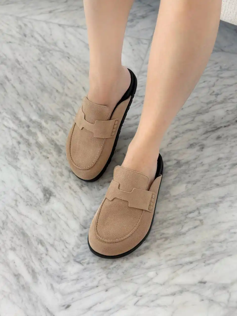 Hermes Go Mules Suede Beige Camel - photo 2