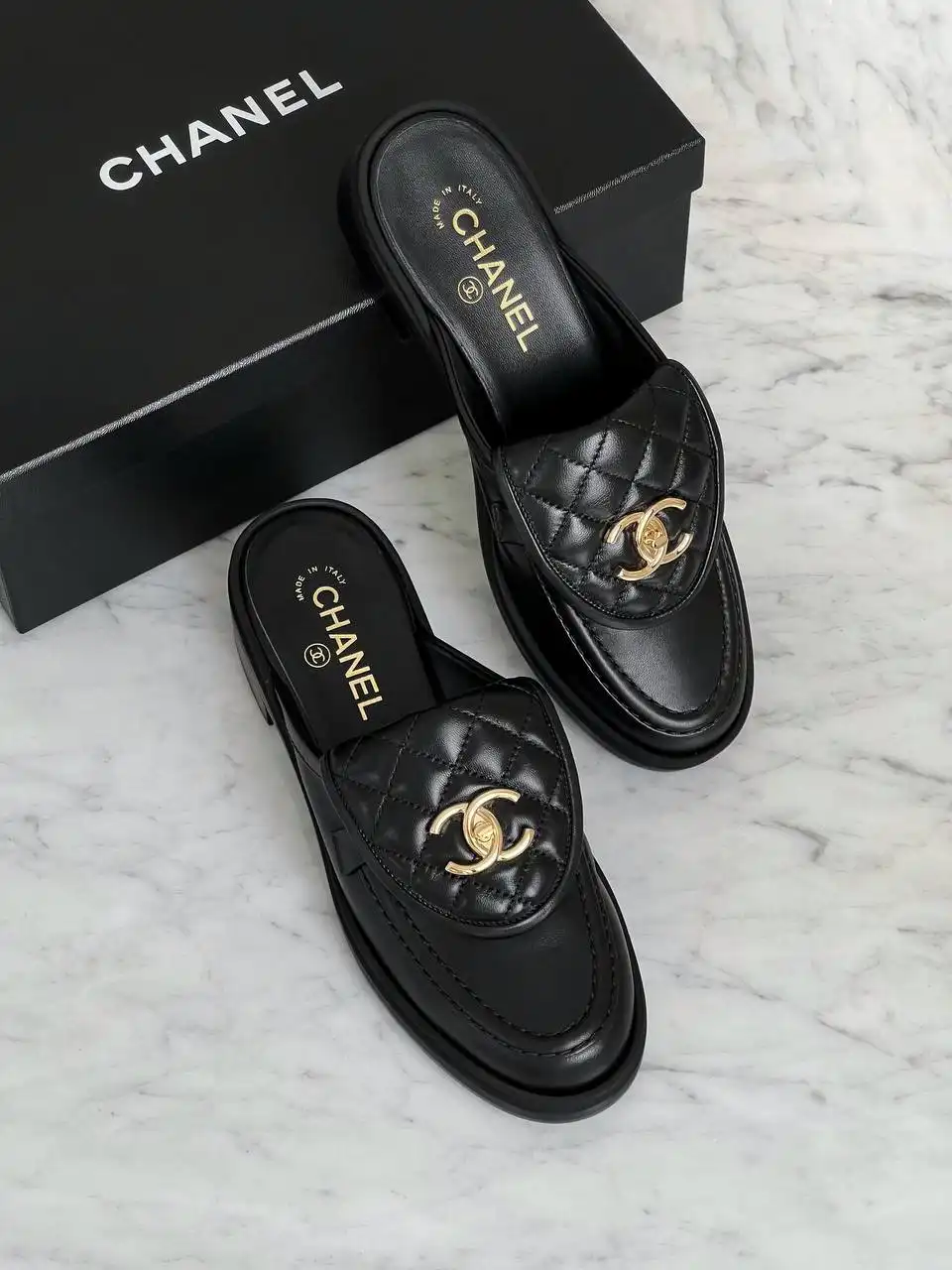 CHANEL Quilted CC Turnlock Mules Black GHW | Snowceline Luxuries