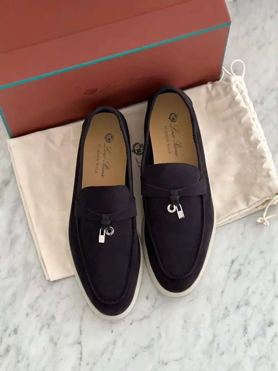 Loro Piana Loro Piana Summer Charms Walk Loafers Suede Black Caviar PHW