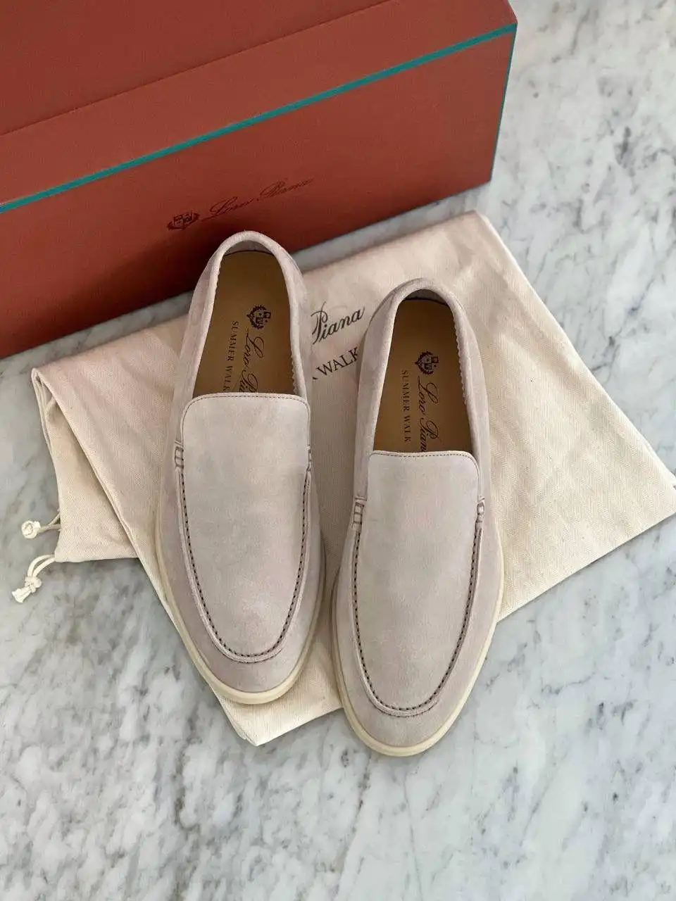 Loro Piana Summer Walk Loafers Suede Classic Beige - photo 1