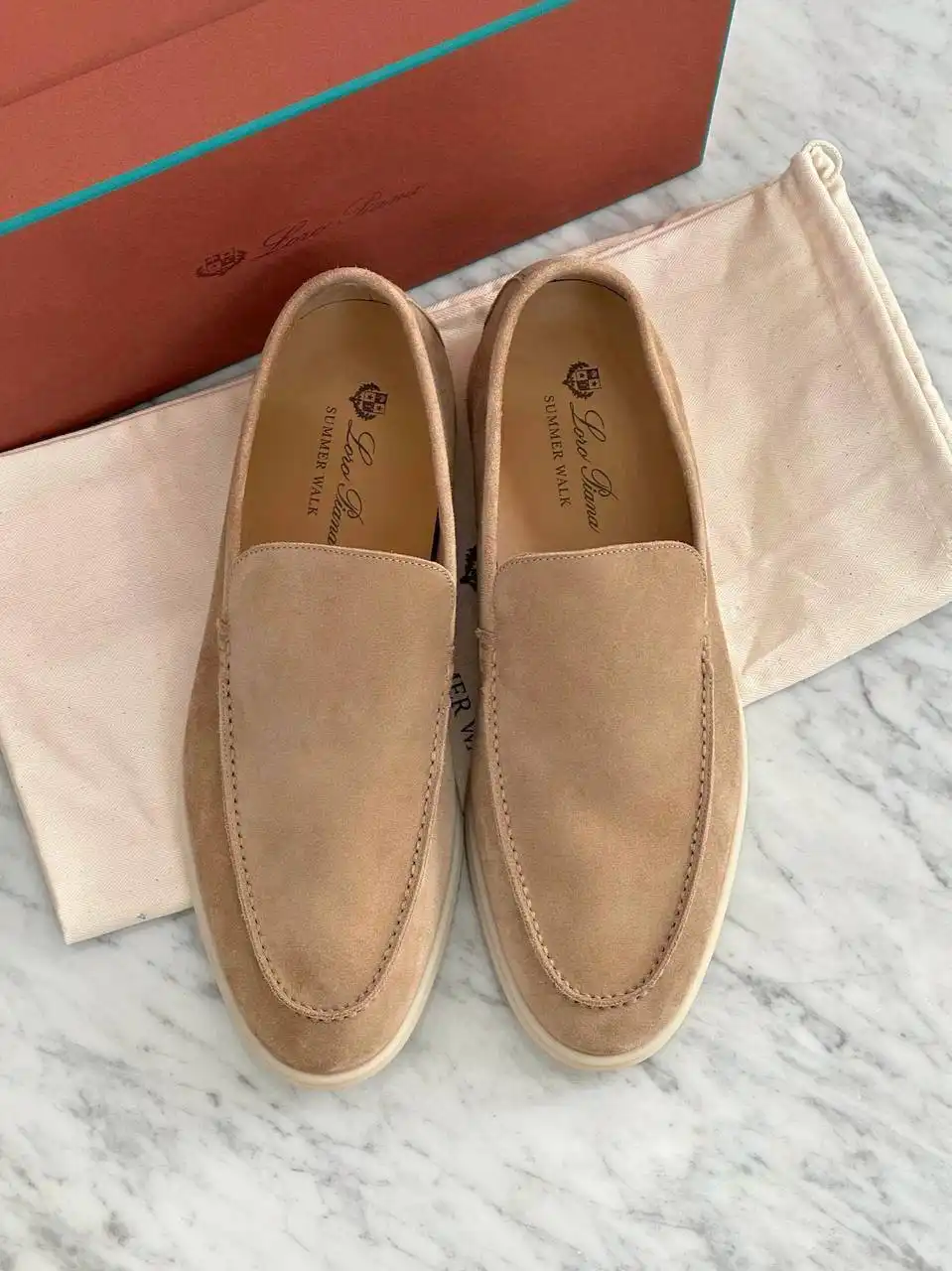 Loro Piana Summer Walk Loafers Suede Classic Light Wood Smoke - photo 1