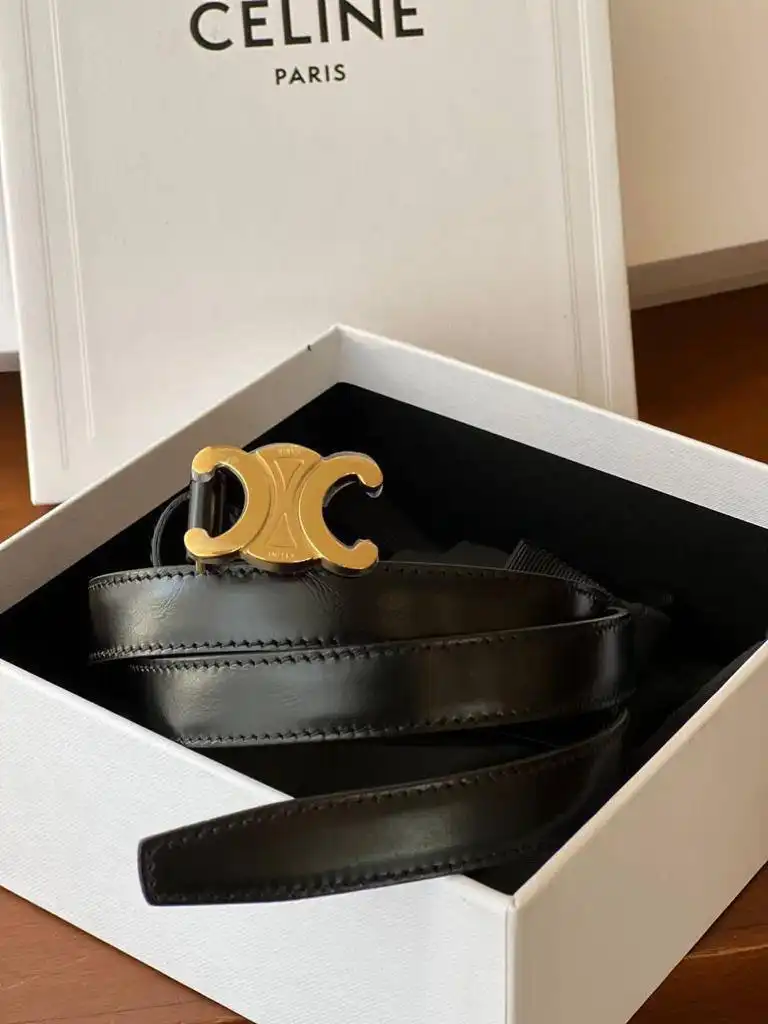 Celine Triomphe Belt Black 1.8 cm - null
