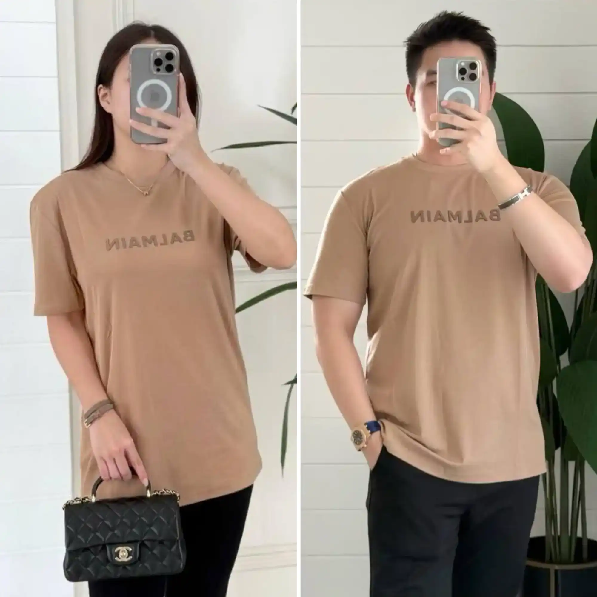 Balmain Balmain Tshirt Light Brown Logo Brown