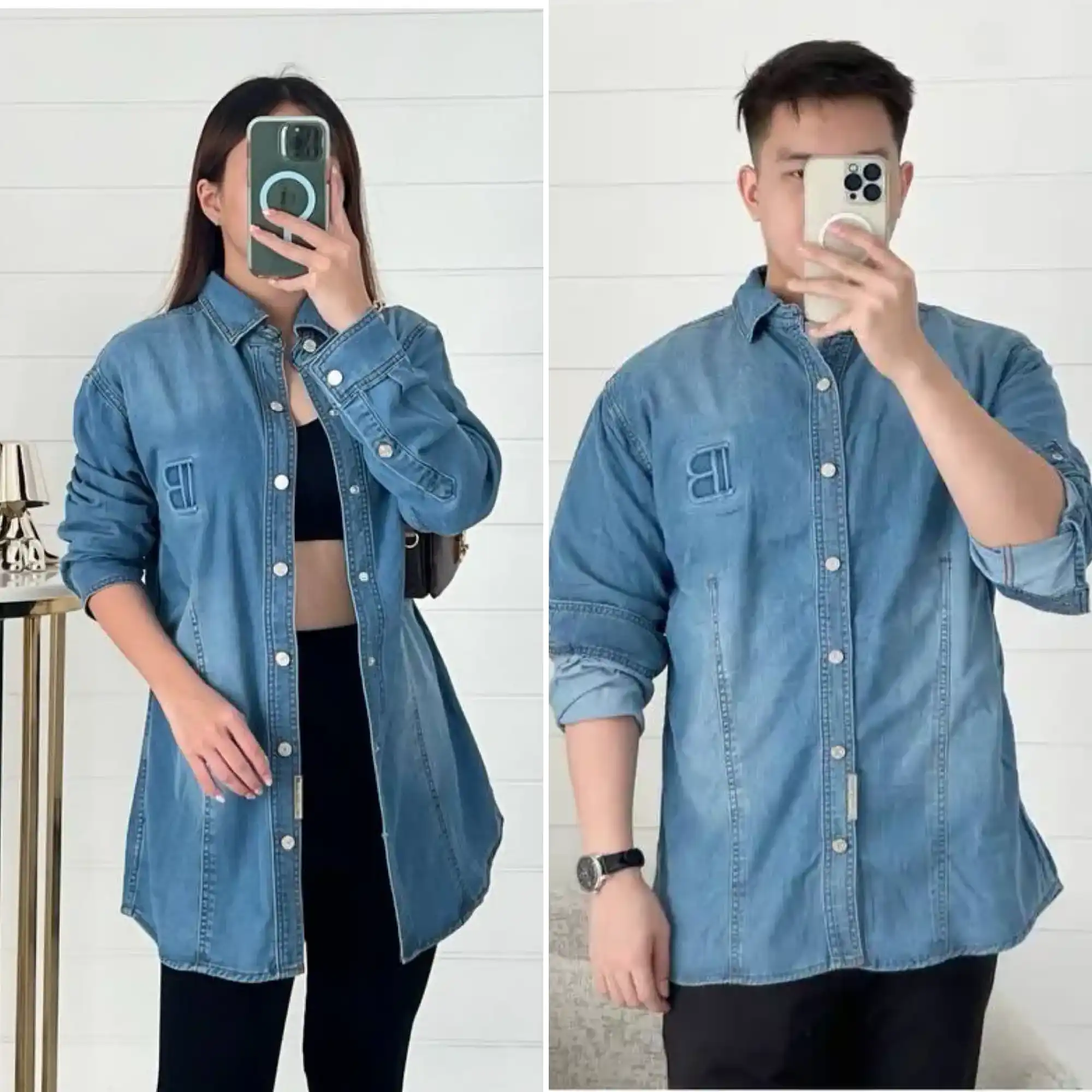 Balmain Balmain Longsleeve Shirt Light Denim Big B Logo Left
