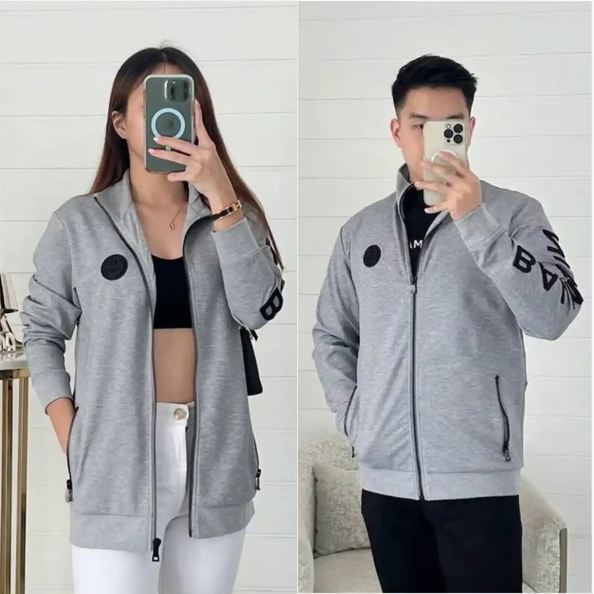 Balmain Balmain Jacket Grey Logo Sleeve Black