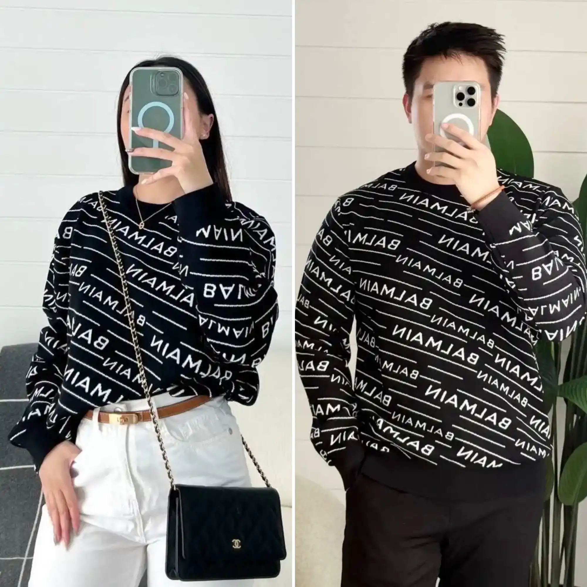 Balmain Sweatshirt All Over Logo Black - photo 1
