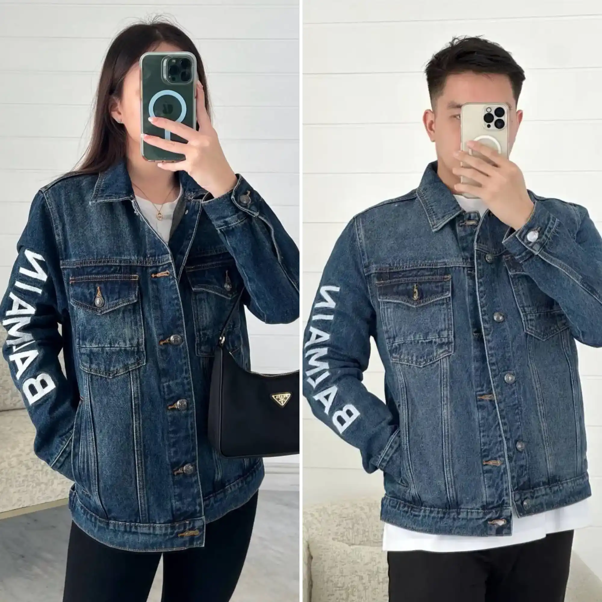Balmain Balmain Jacket Denim Blue Logo White on Sleeve