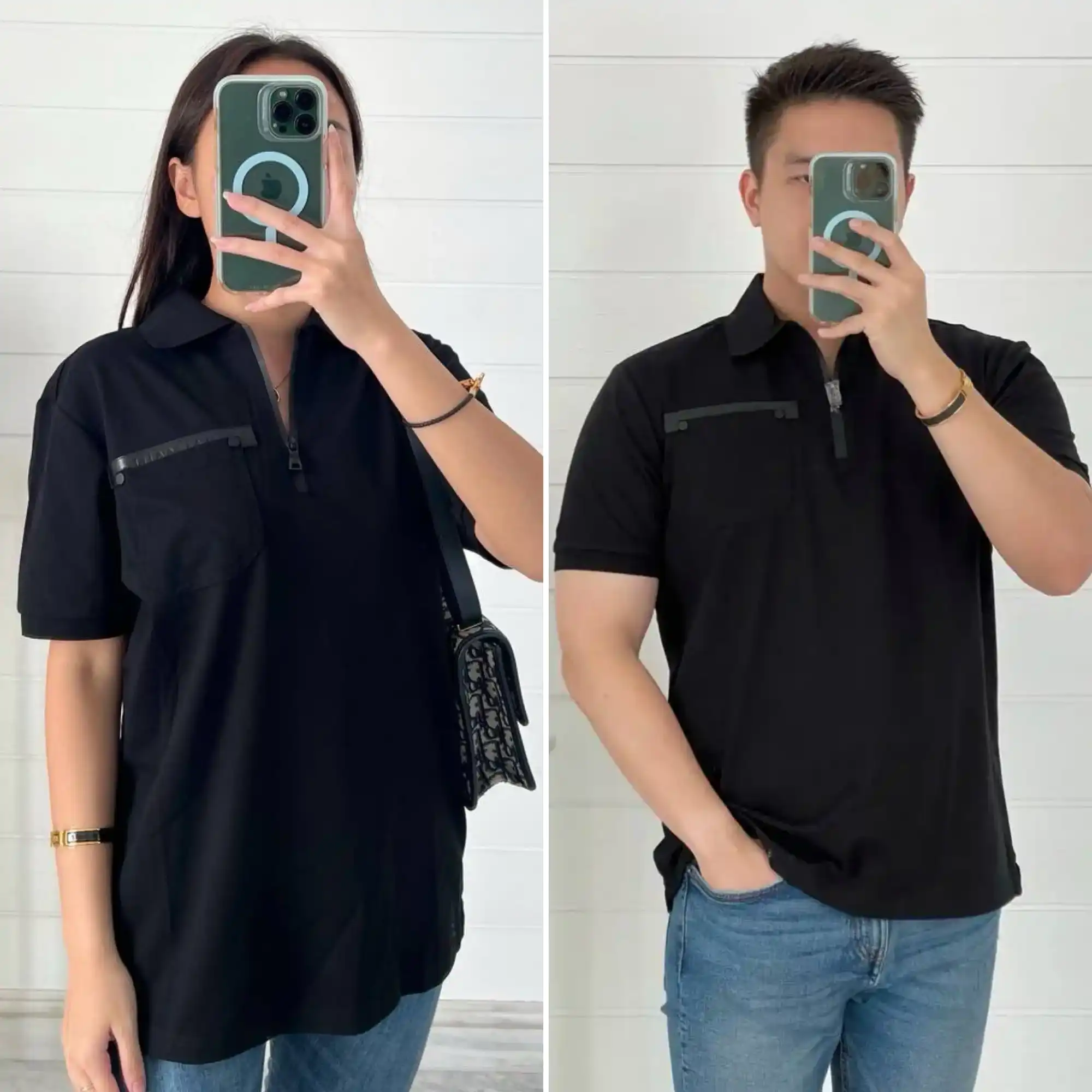 Balmain Balmain Polo Shirt All Black Zip Logo on Pocket