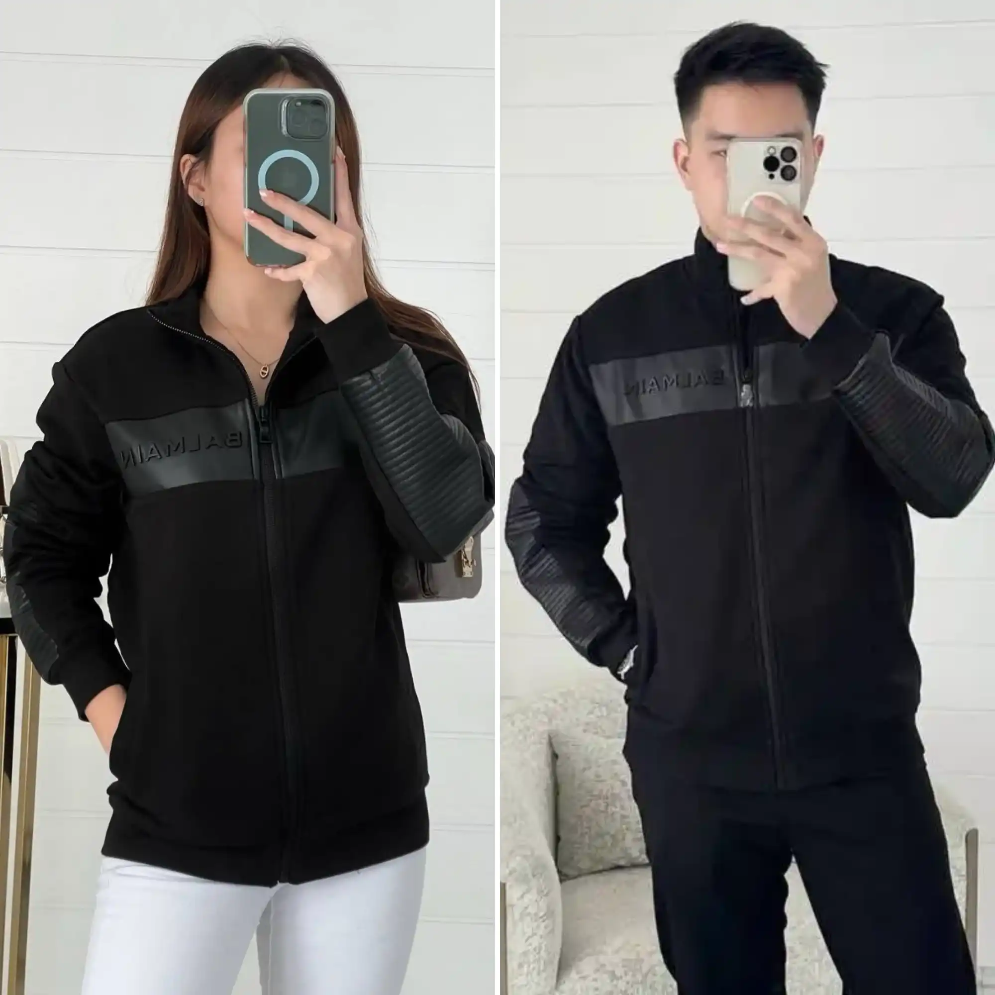 Balmain Balmain Jacket Black Mid Leather Logo