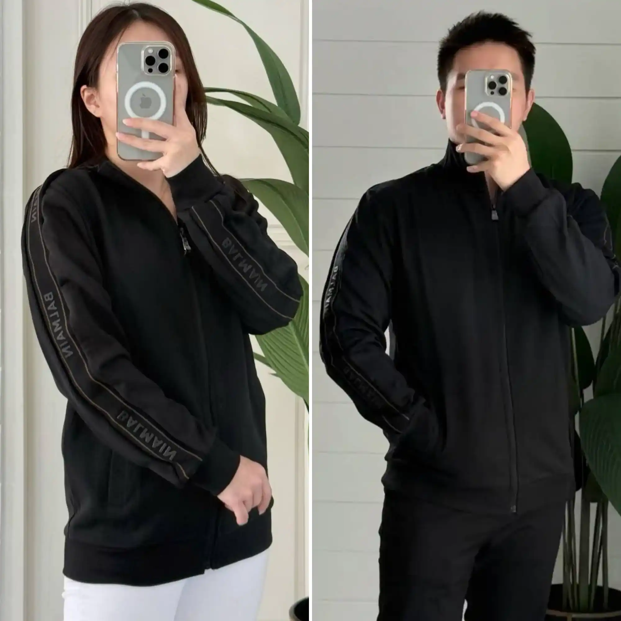 Balmain Jacket Black Logo Strap Black On Sleeve - photo 1