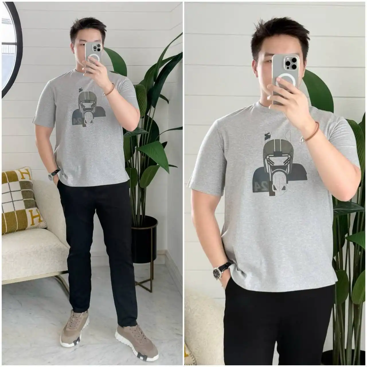 Hermes QuarterB H Tshirt gris