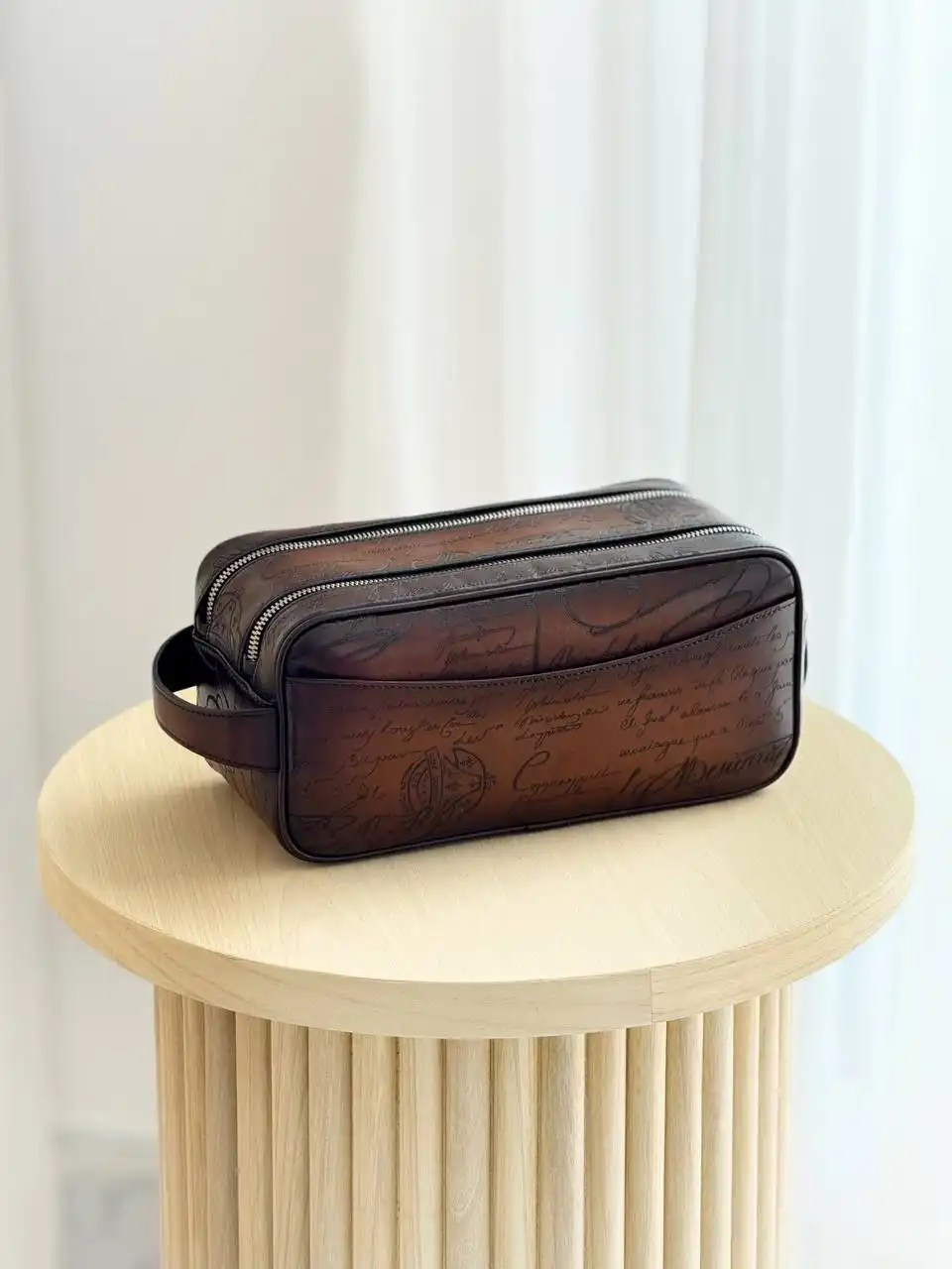 Berluti Formula 1003 Scritto Leather Pouch Cacao Intenso - photo 3