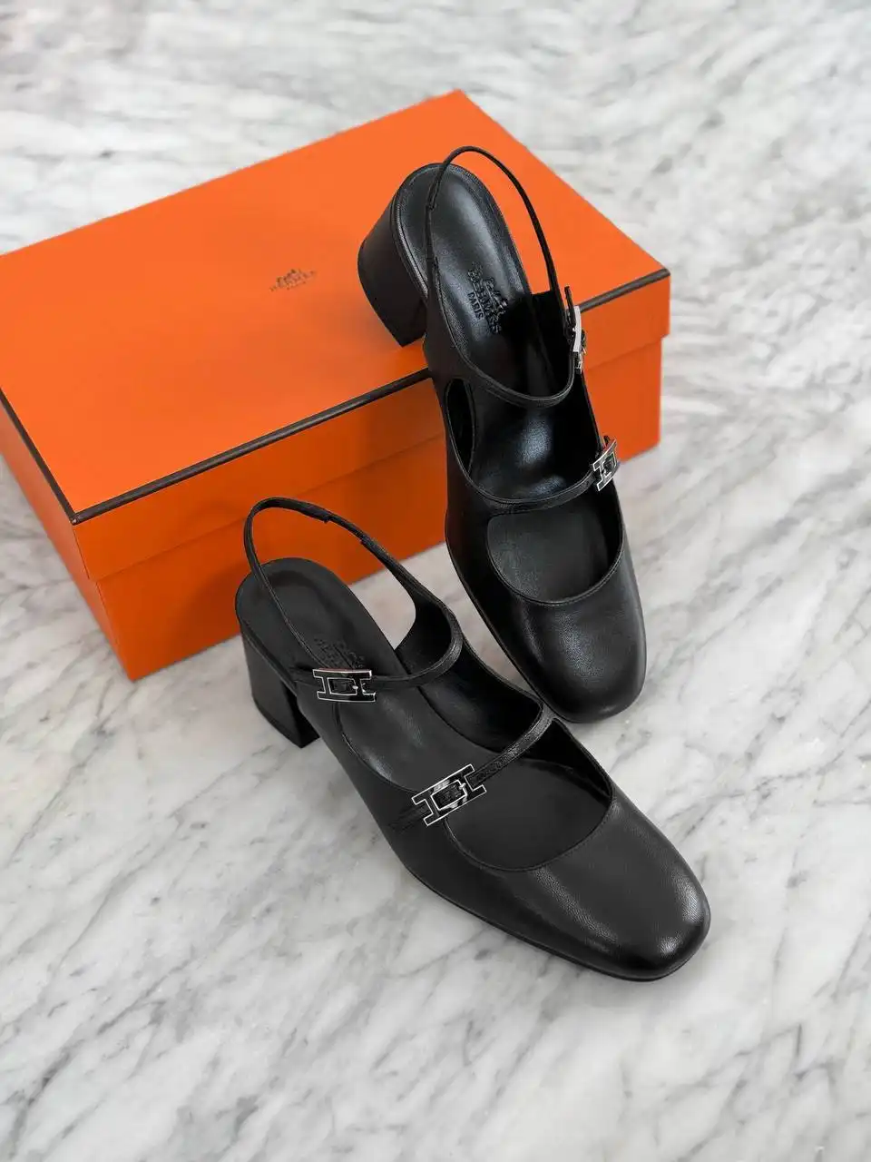 Hermes Hermes Jackie 50 Pump Slingback Black