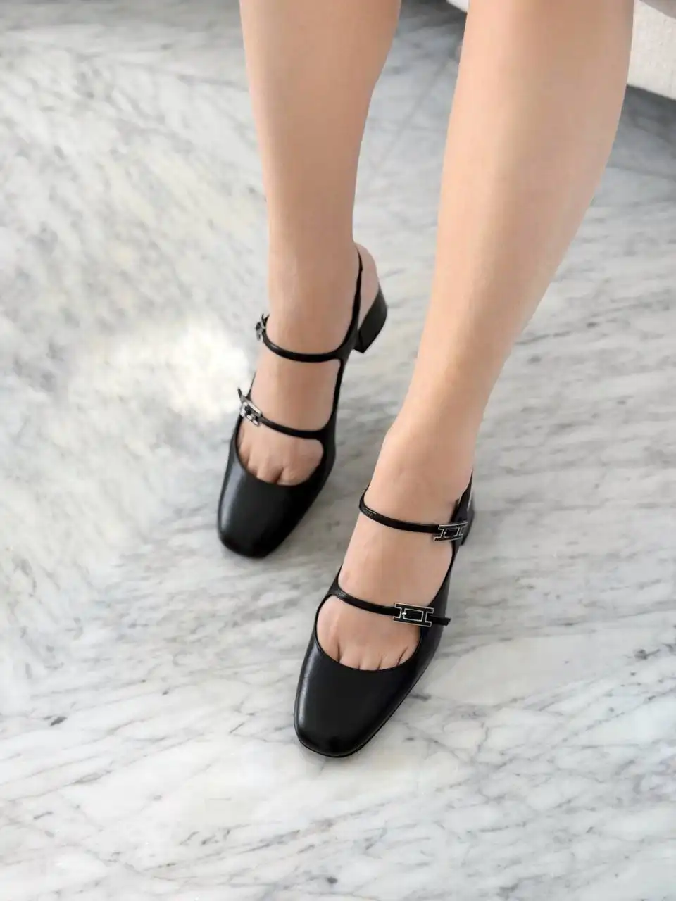 Hermes Hermes Jackie 50 Pump Slingback Black