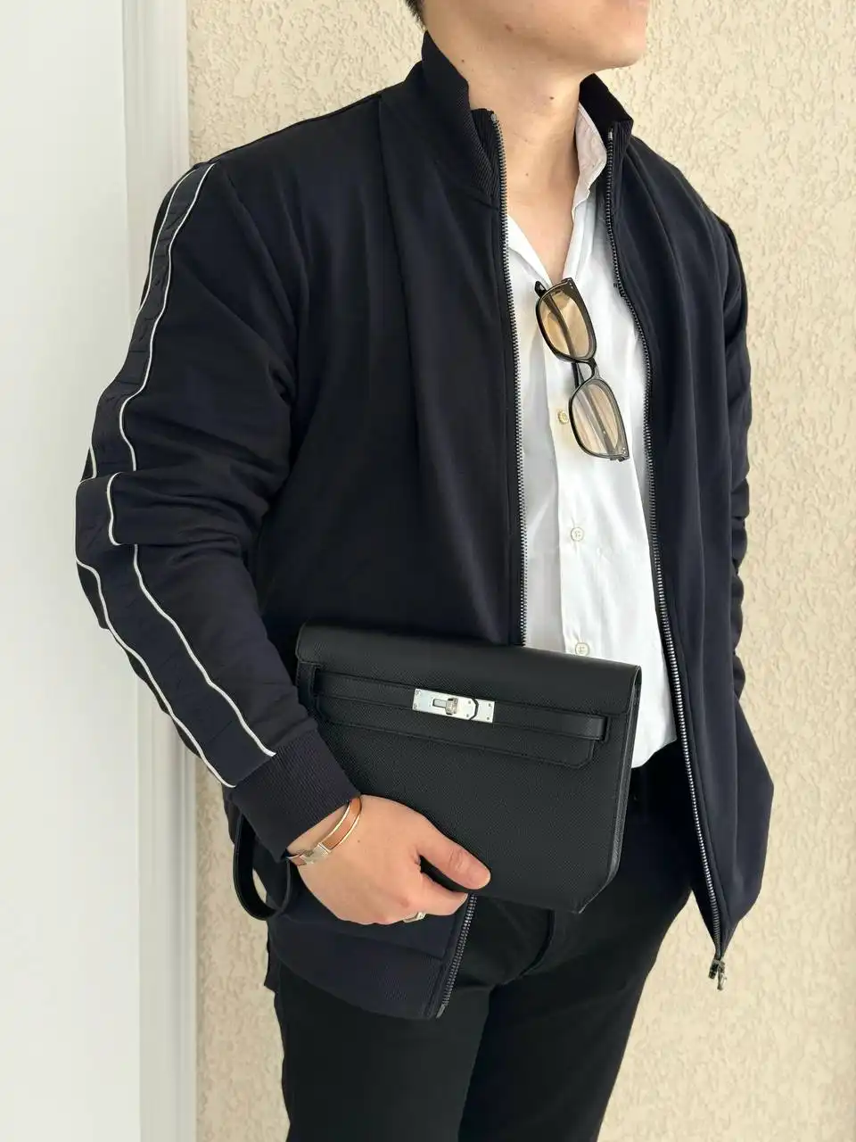 Hermes Kelly Depeches 25 Pouch Black Epsom PHW - photo 3