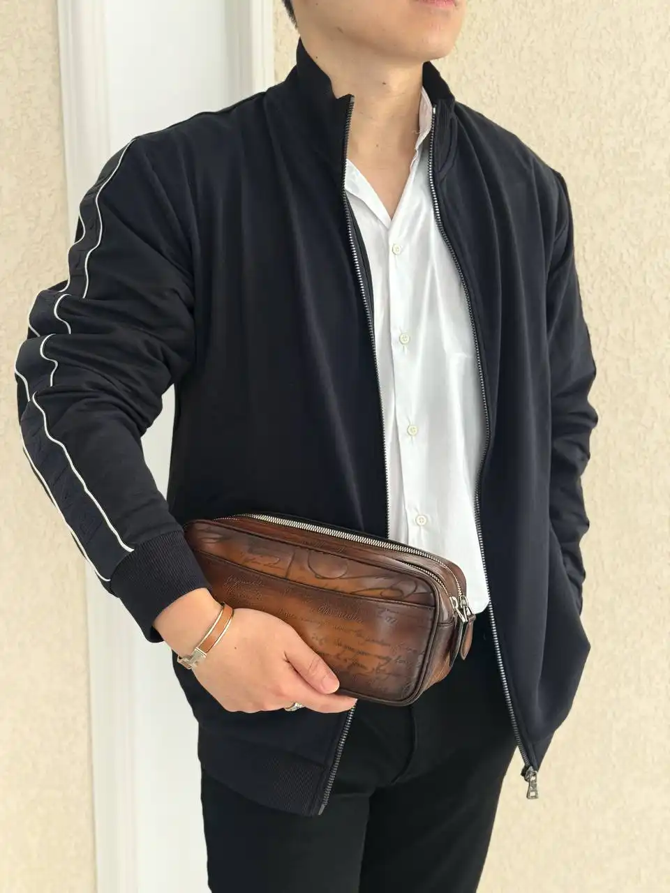 Berluti Formula 1003 Scritto Leather Pouch Cacao Intenso - photo 5