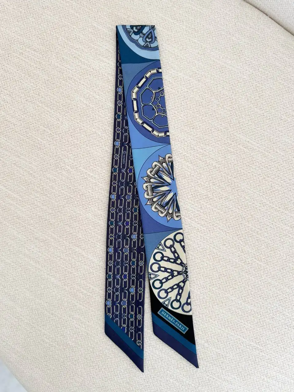 Hermes Hermes Twilly Effet Kaleidoscope Twilly Bleu Jean / Crème / Indigo