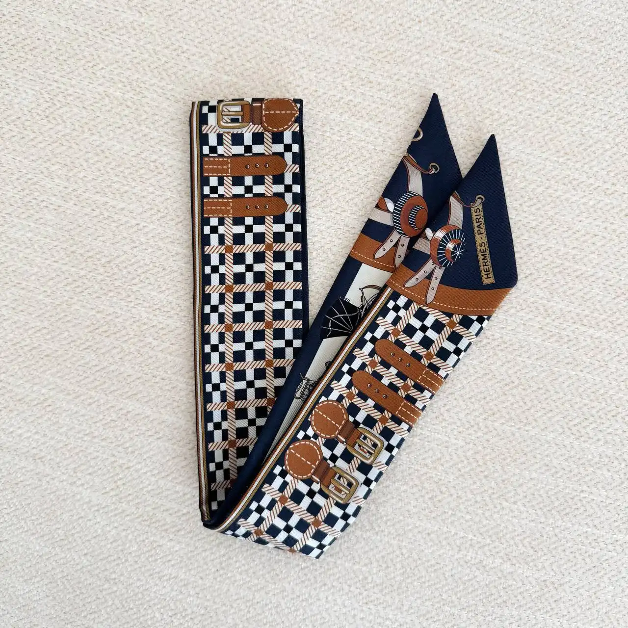 Hermes Les Voitures Nouvelles Twilly Marine / Caramel / Blanc - photo 3